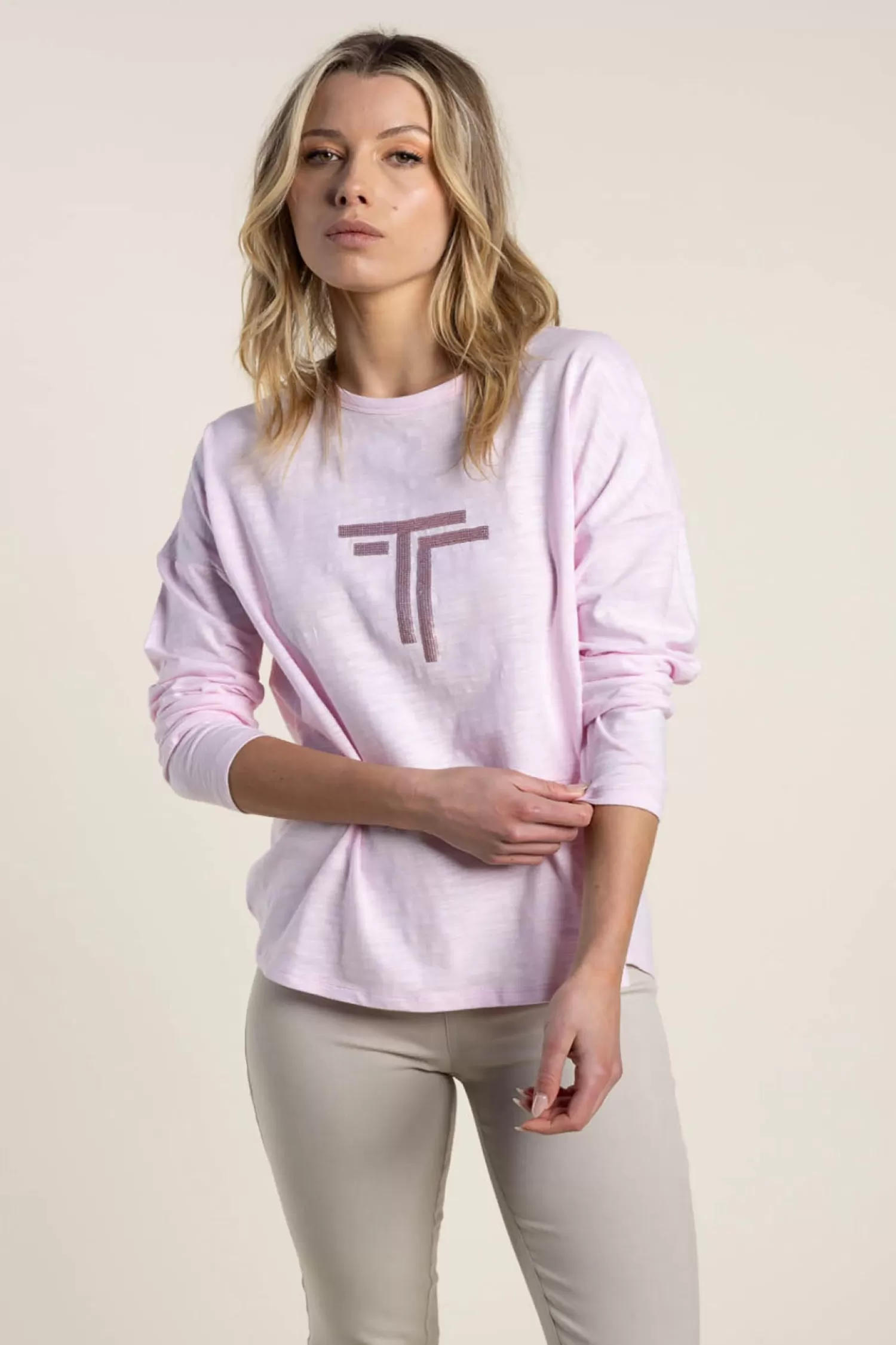 Two-T's Shirts & Tops*Alice Long Sleeve Tee - Pale Pink - TT34