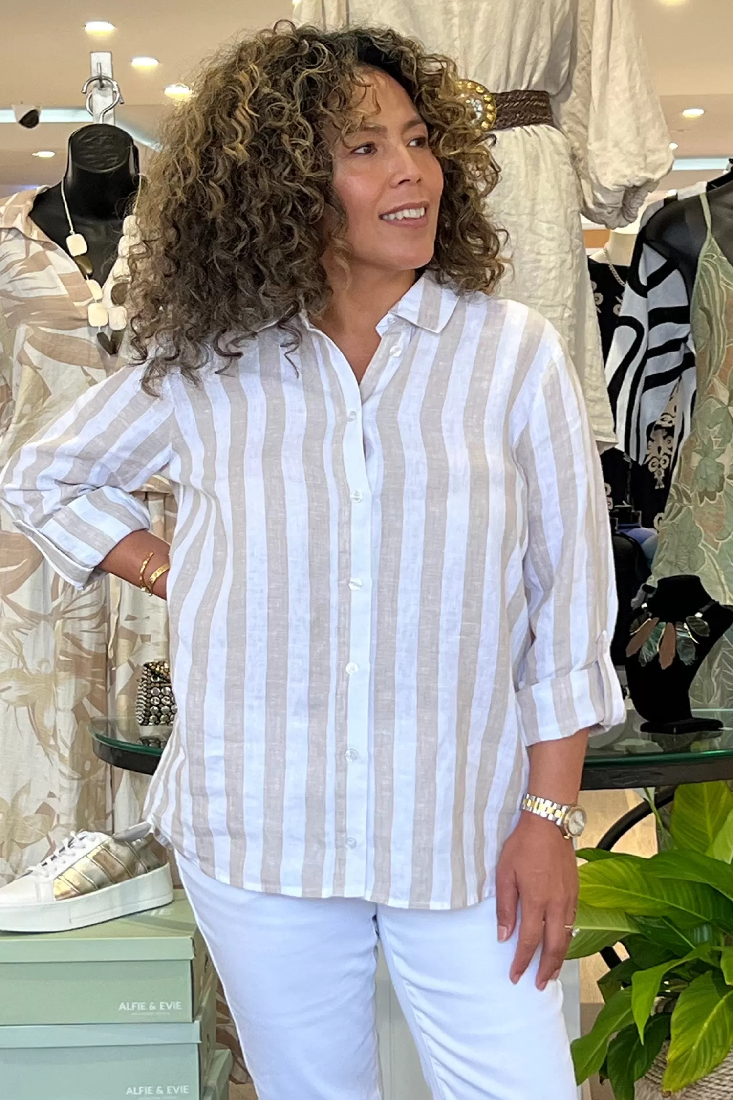 Two-T's Shirts & Tops*Amara Linen Shirt - Natural - TT35