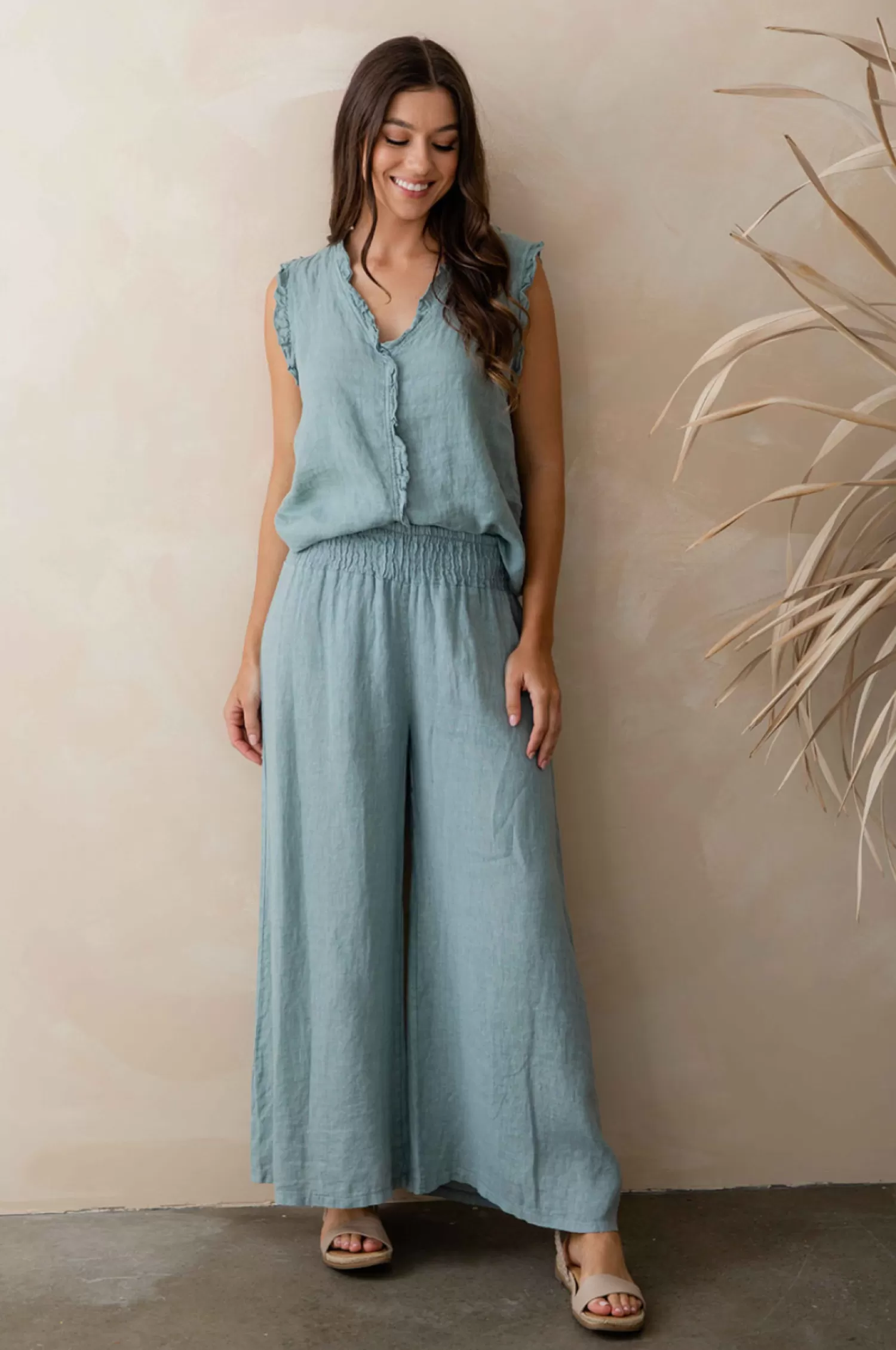 The Italian Cartel Linen Lovers | Ladies Pants*Amara Pant - Blue - IC22