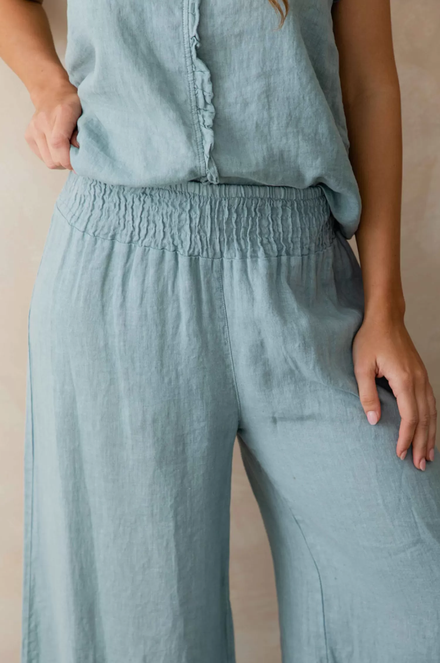 The Italian Cartel Linen Lovers | Ladies Pants*Amara Pant - Blue - IC22