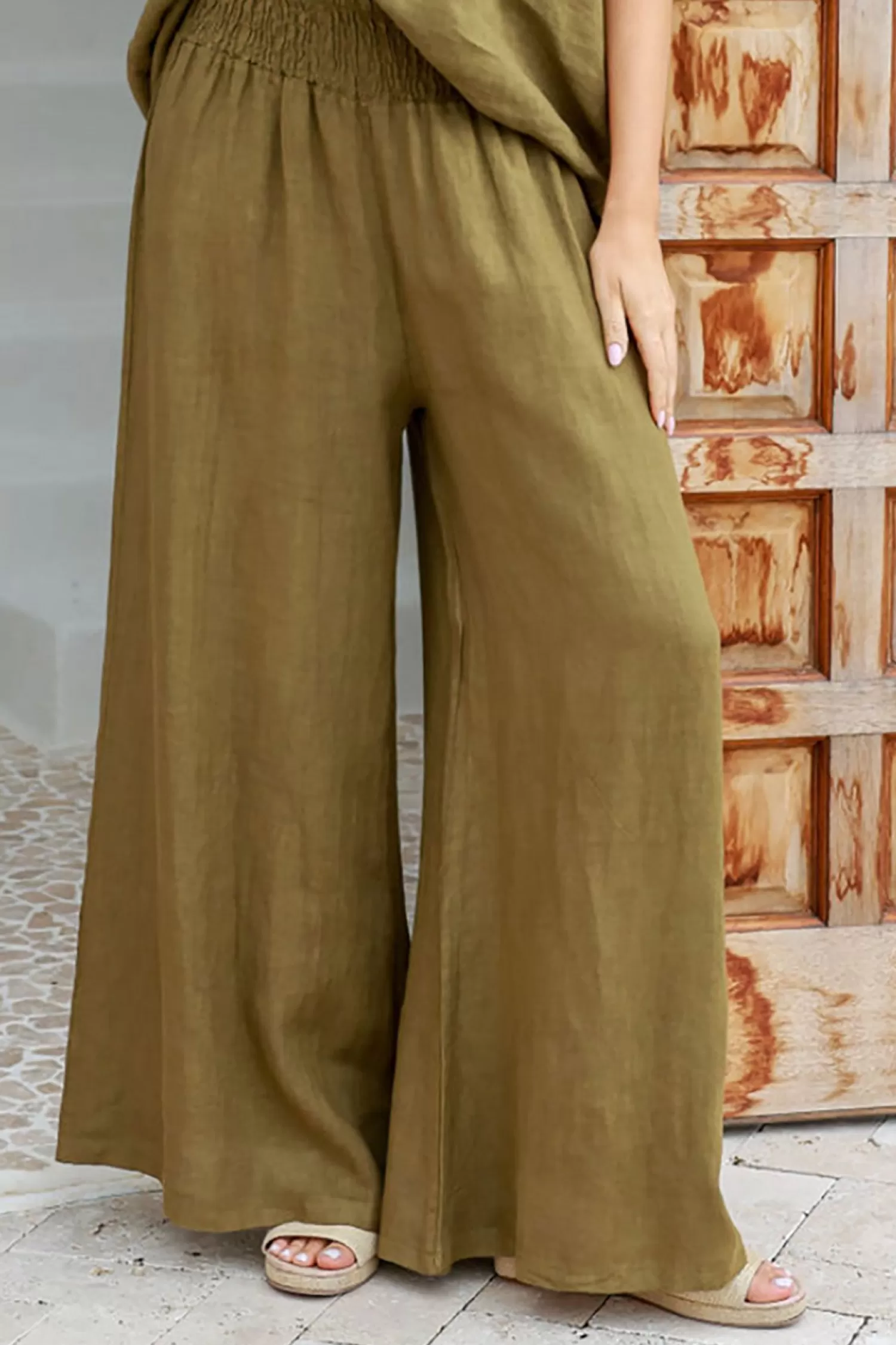 The Italian Cartel Linen Lovers | Ladies Pants*Amara Pant - Olive - IC22