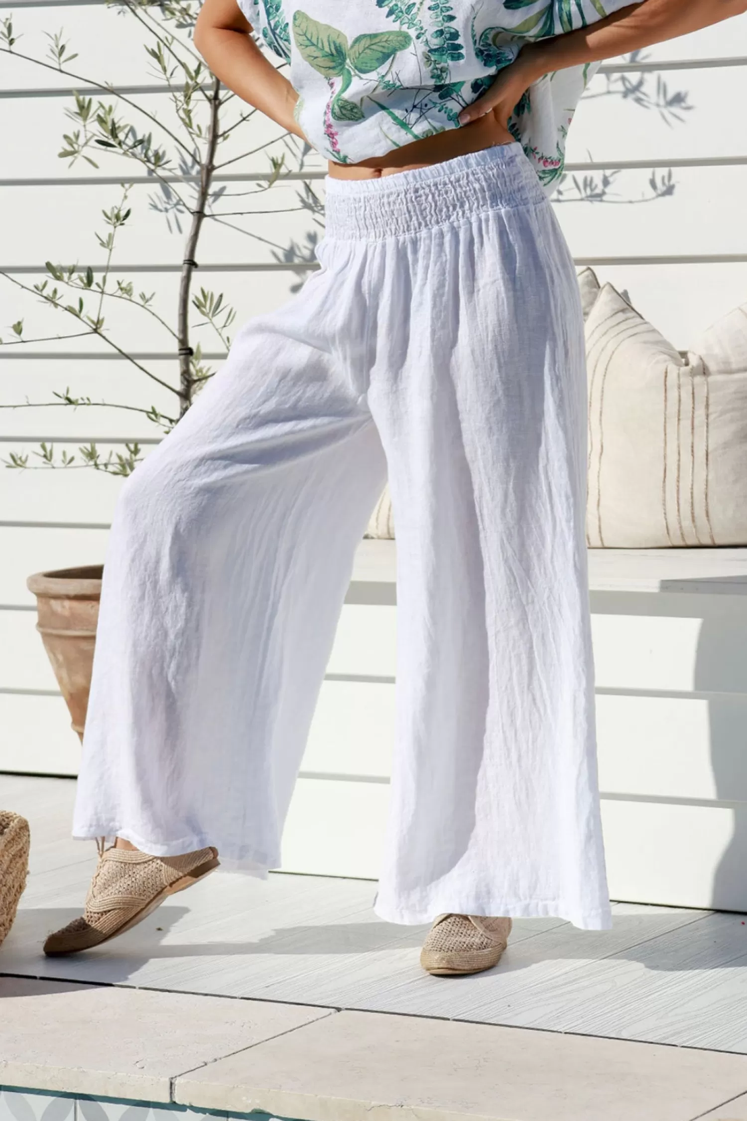 The Italian Cartel Linen Lovers | Ladies Pants*Amara Pant - White - IC22