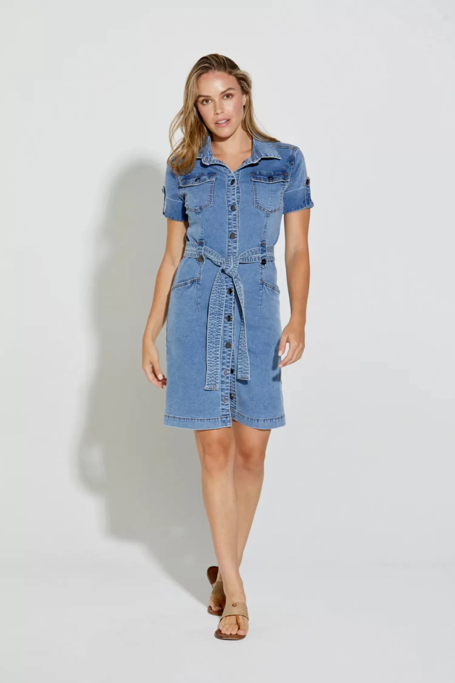 New London Jeans Dresses*Argyll Trench Dress - Light Wash - NLJ2