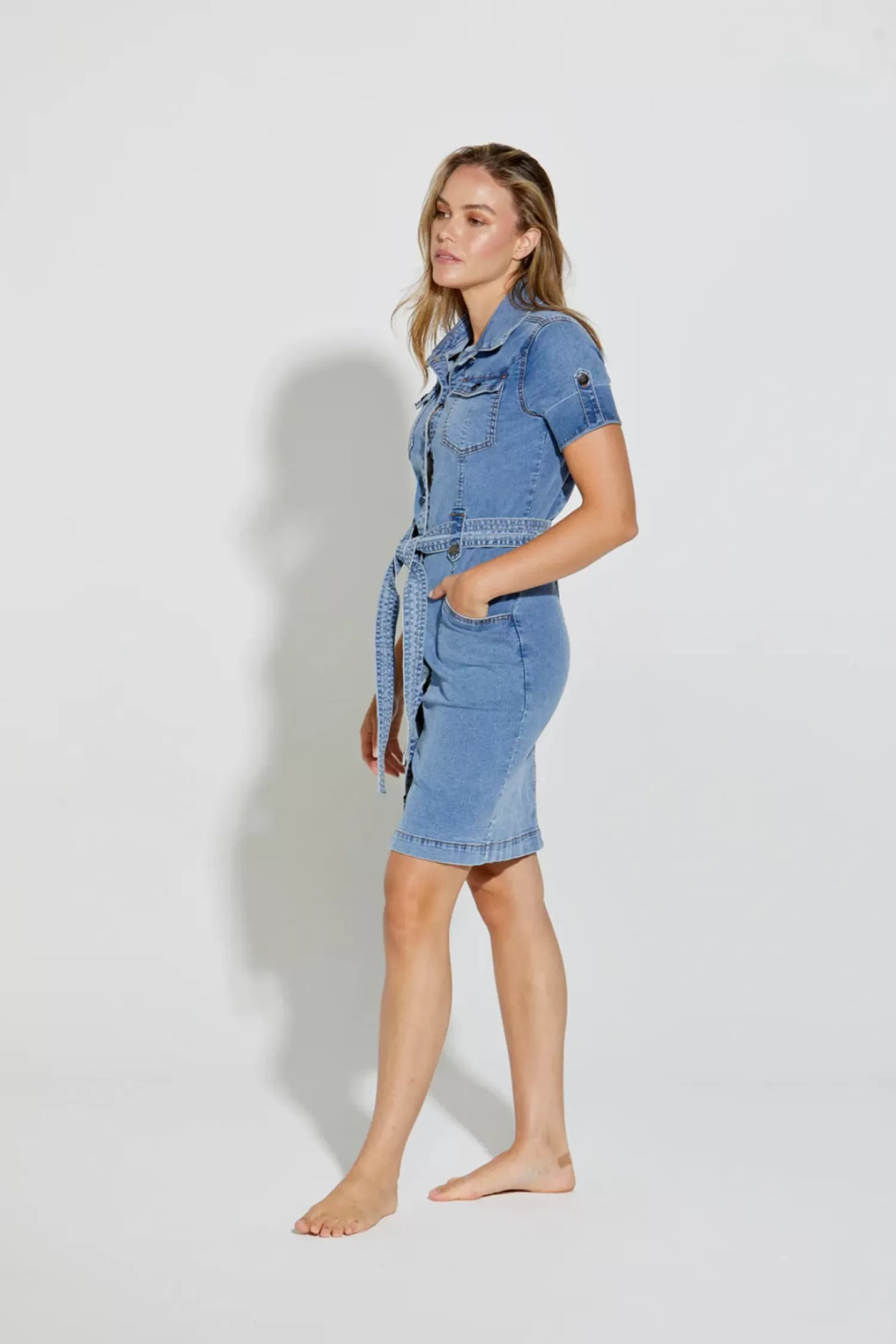 New London Jeans Dresses*Argyll Trench Dress - Light Wash - NLJ2
