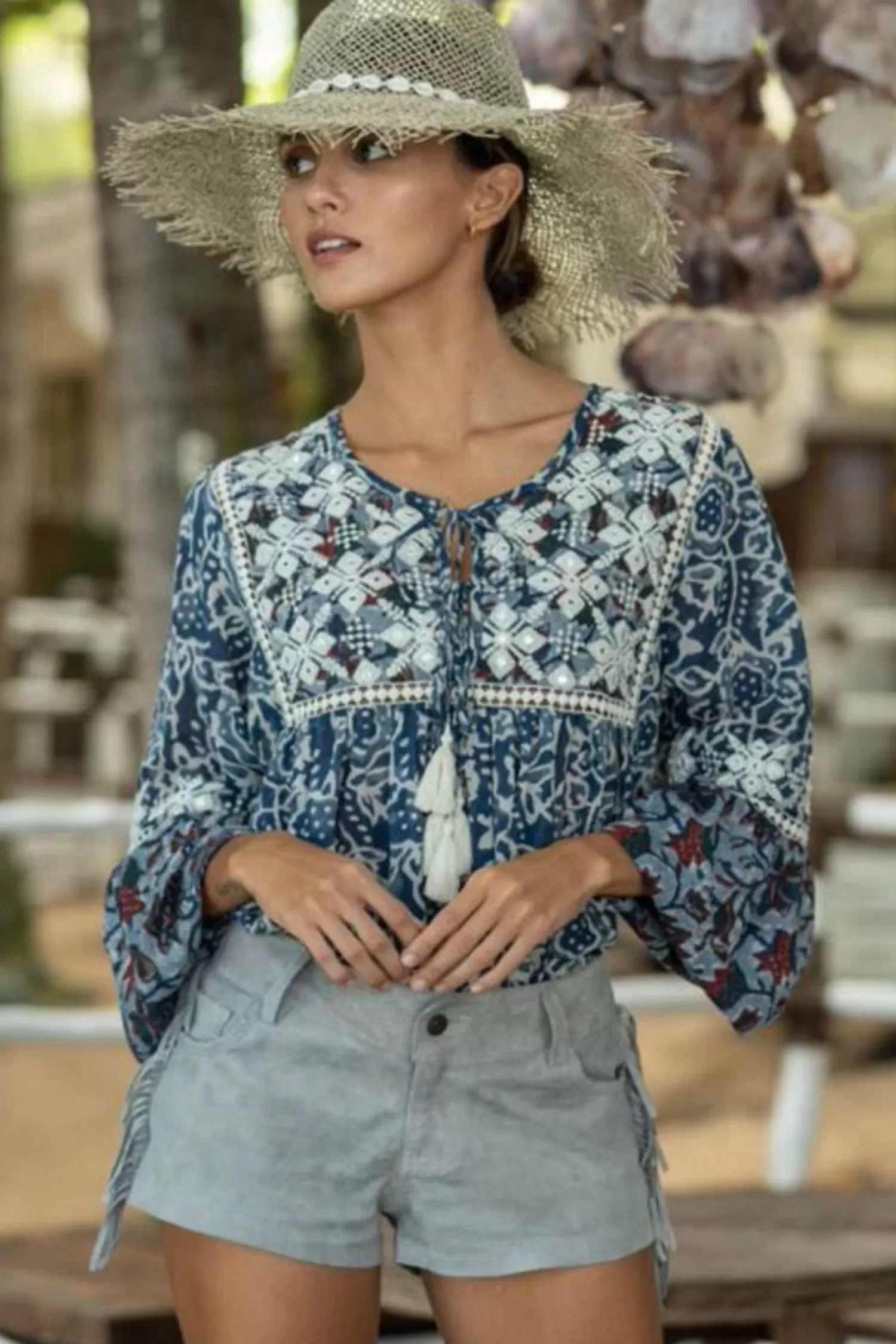 Miss June Shirts & Tops*Aster Blouse - Blue - M22