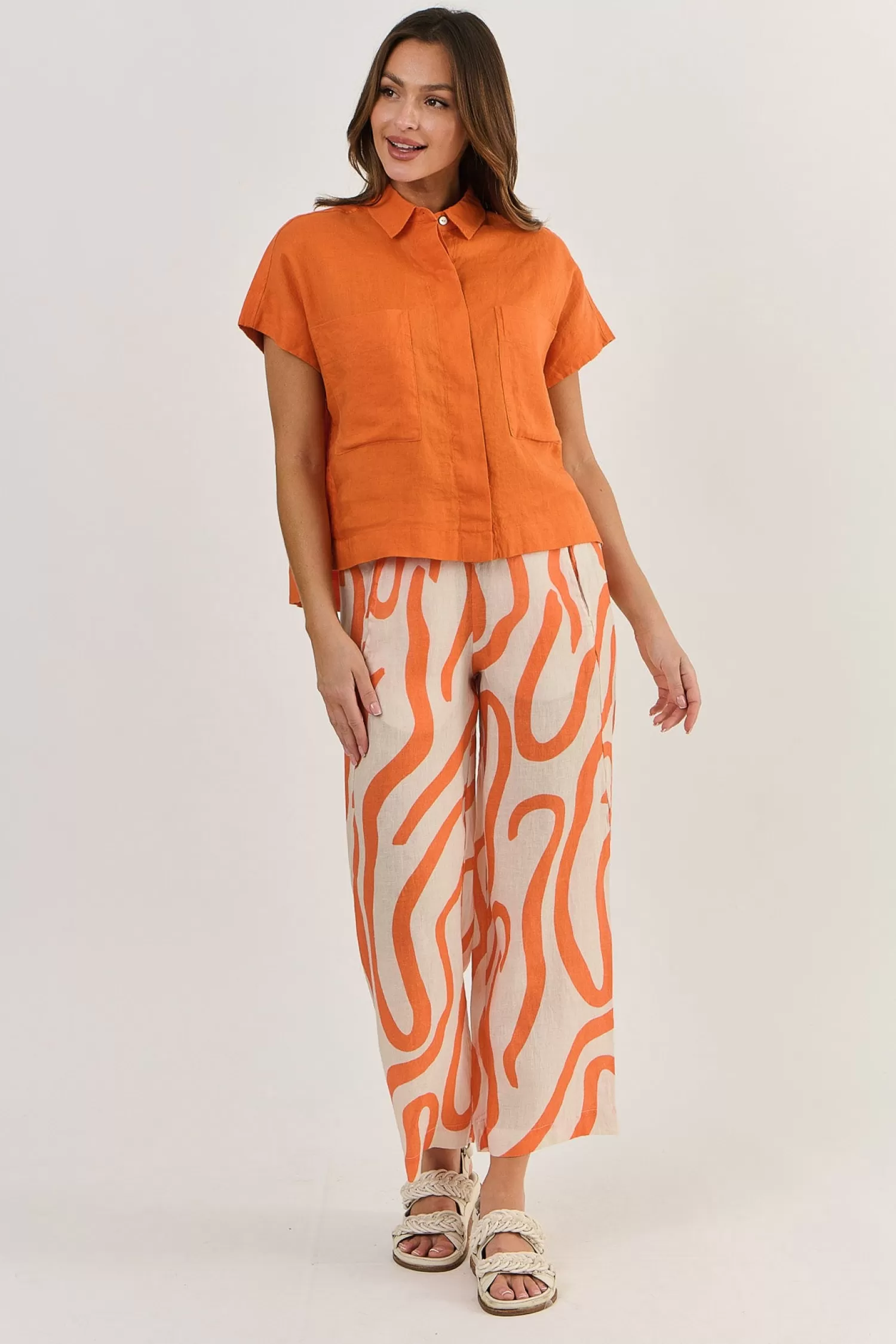 Naturals By O & J Shirts & Tops*Aviva Linen Shirt - Tamarind - OJ46