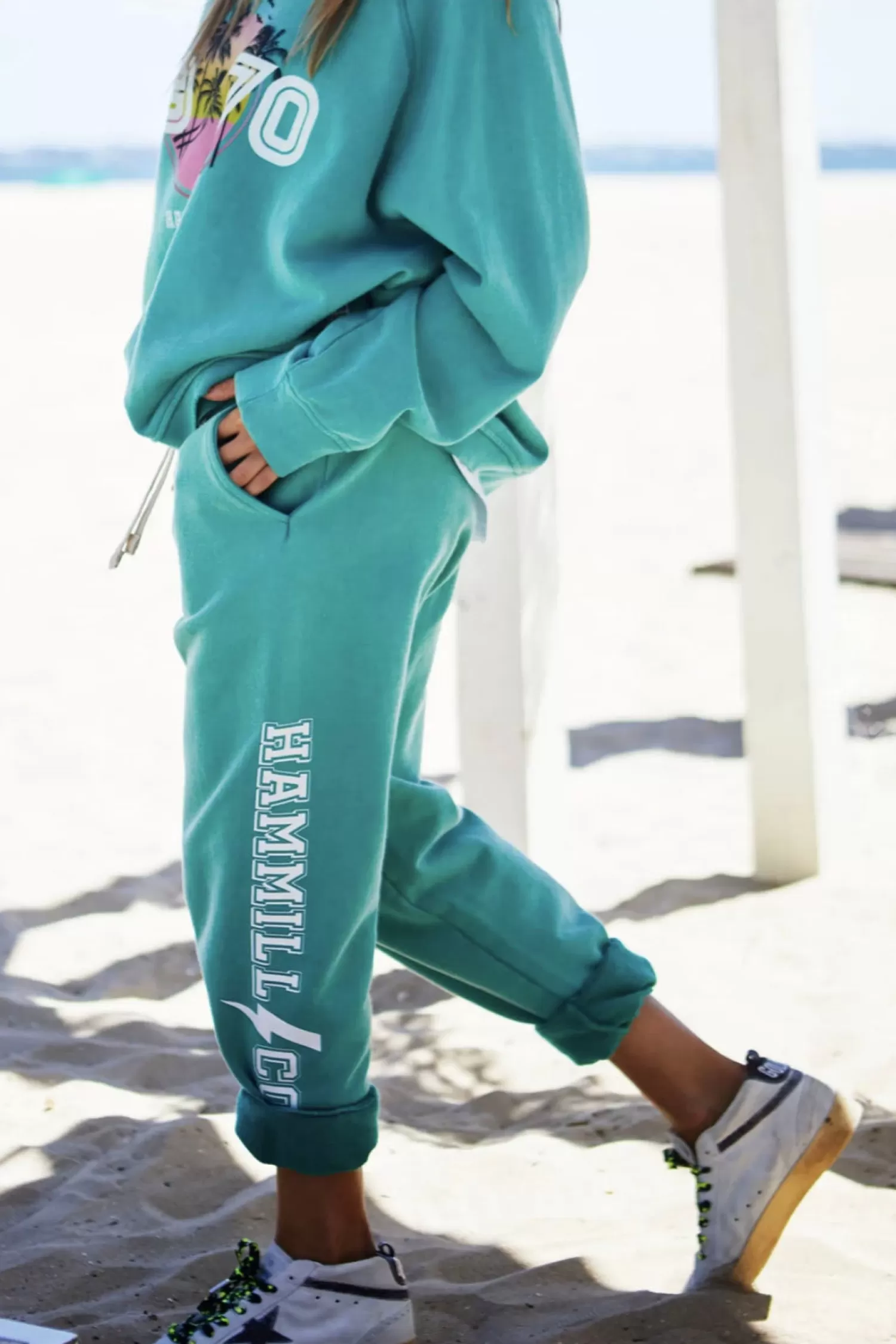 Hammill + Co Ladies Pants*Beach Track Pant - Faded Jade - HC21