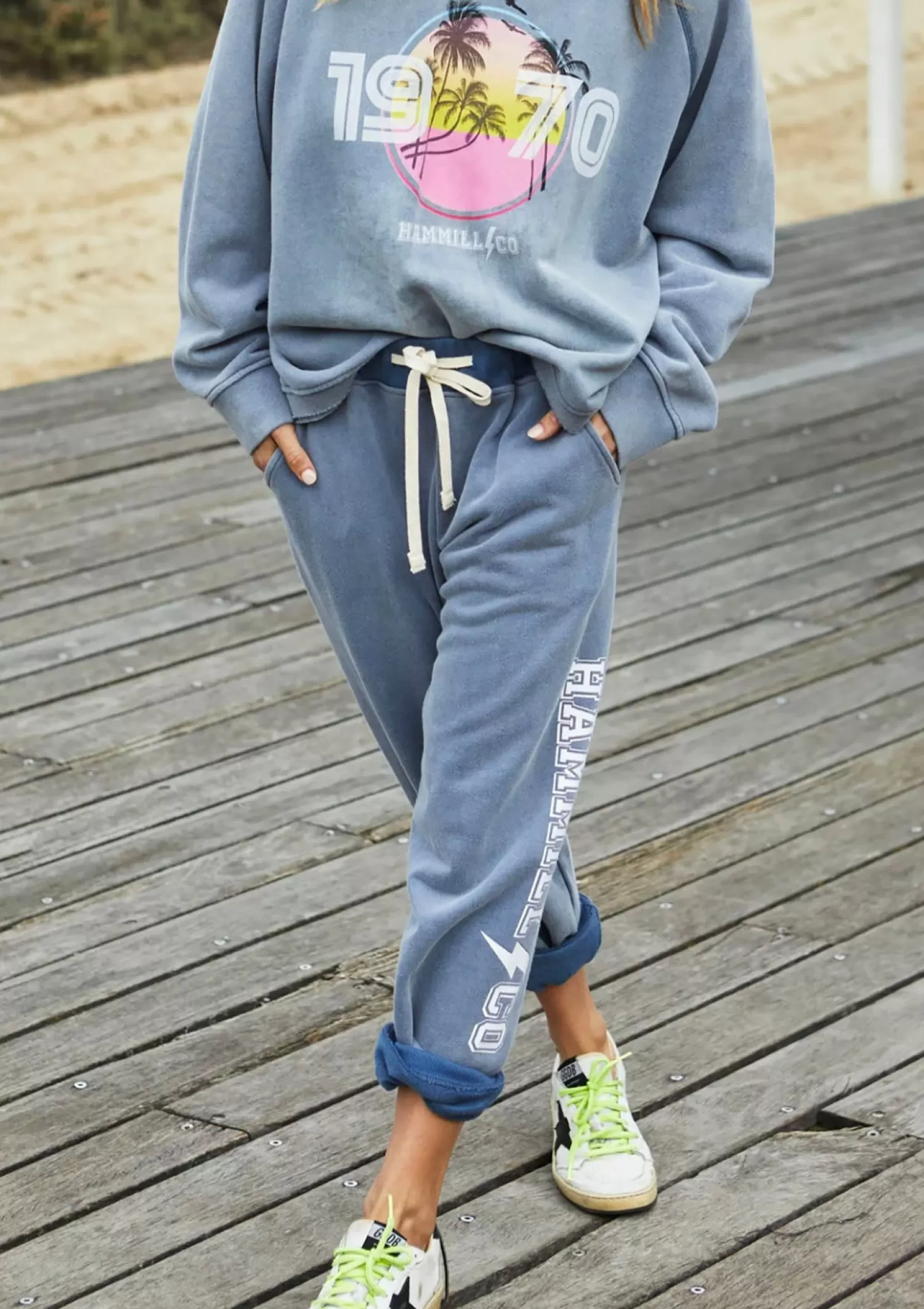Hammill + Co Ladies Pants*Beach Track Pant - Faded Navy - HC21