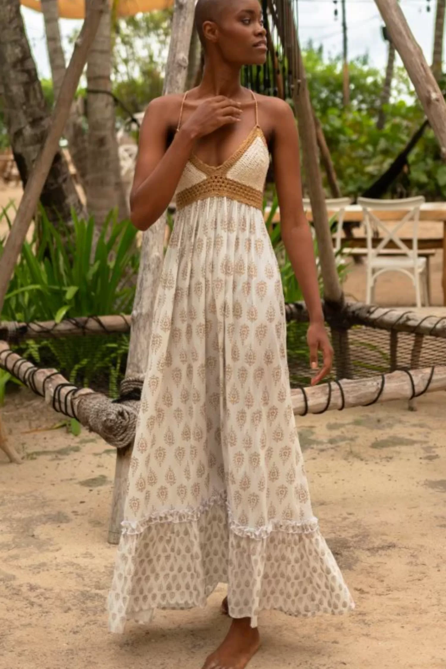 Miss June Dresses*Belen Dress - Vanilla - M35
