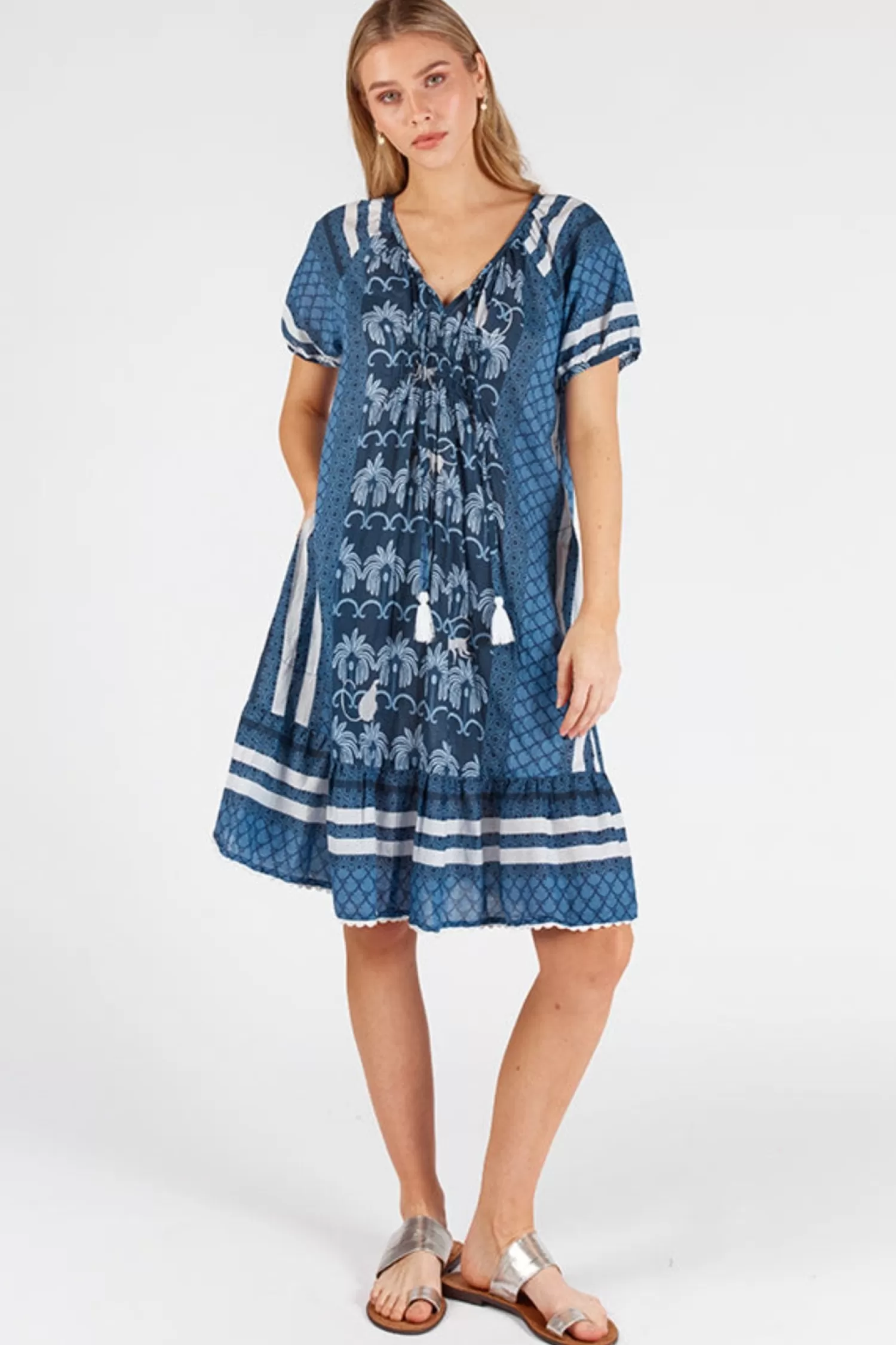 Lula Life Dresses*Blakely Shirred Dress - Navy - LL45