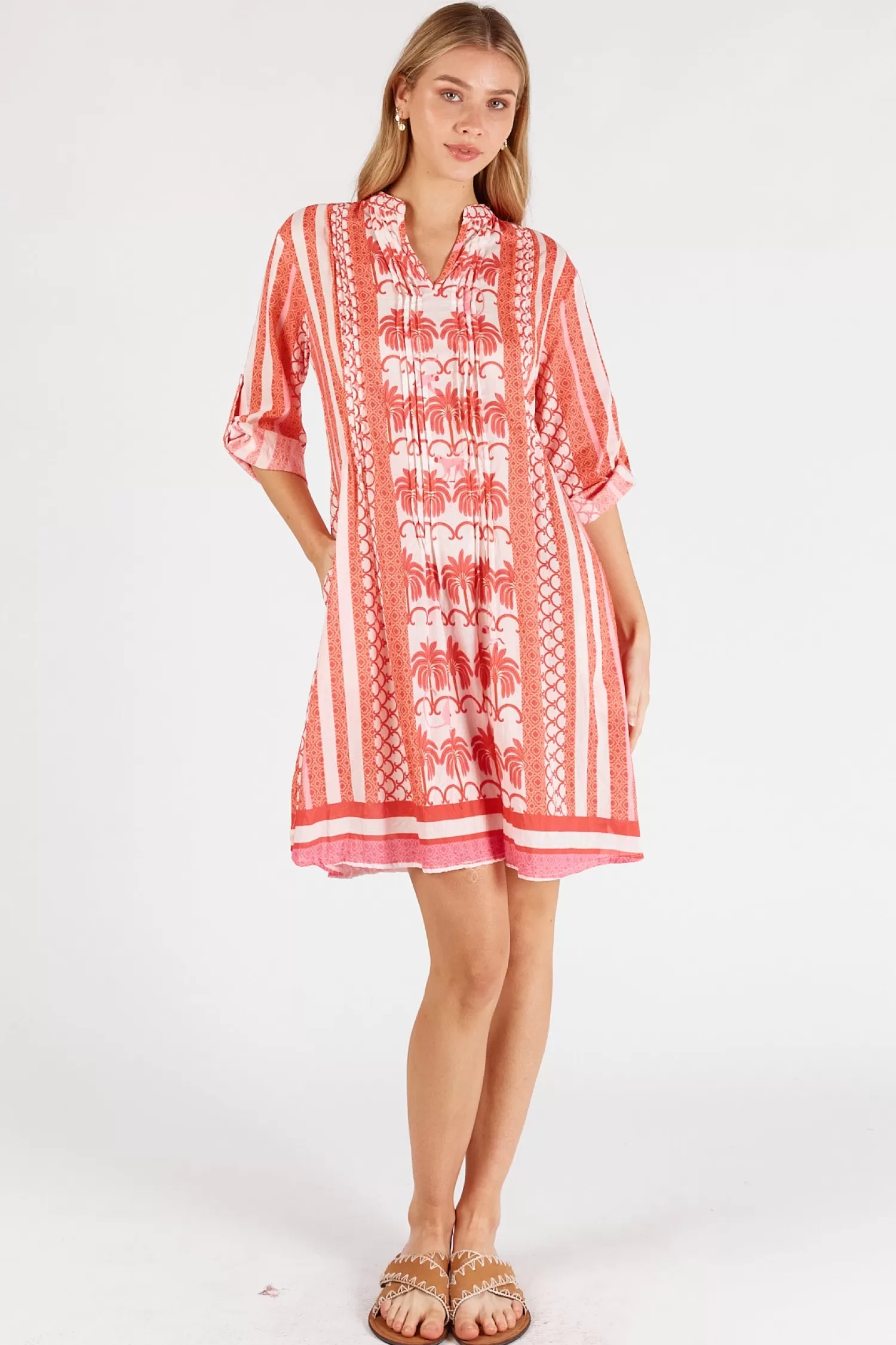 Lula Life Dresses*Blakely Tucked Dress - Melon - LL48