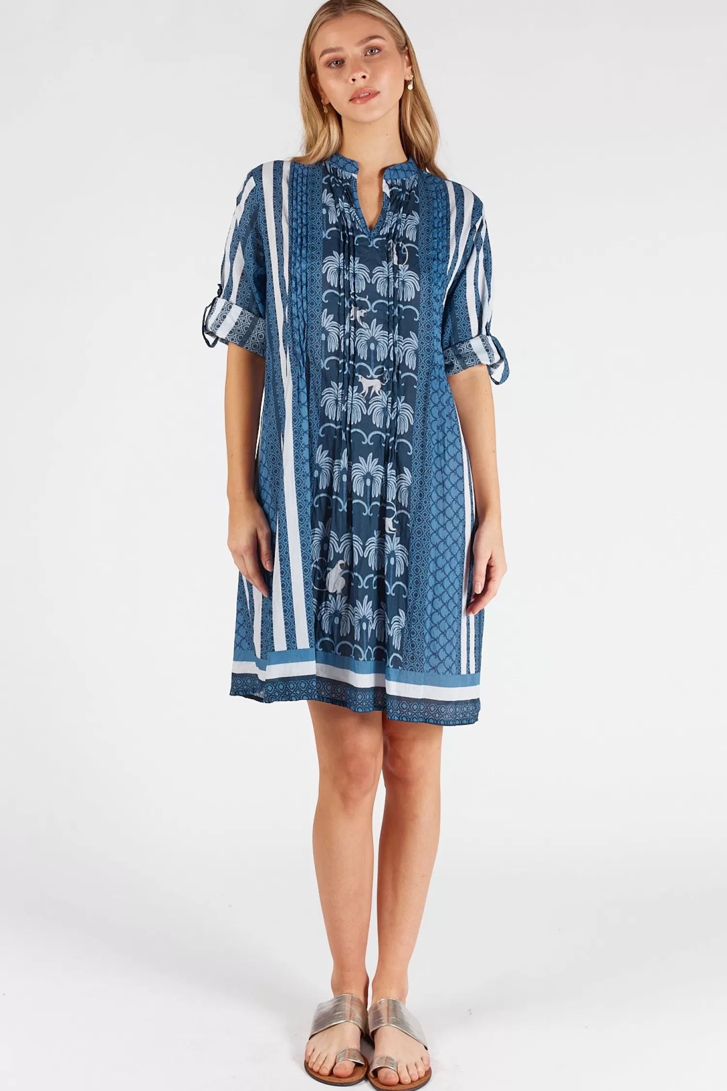 Lula Life Dresses*Blakely Tucked Dress - Navy - LL48
