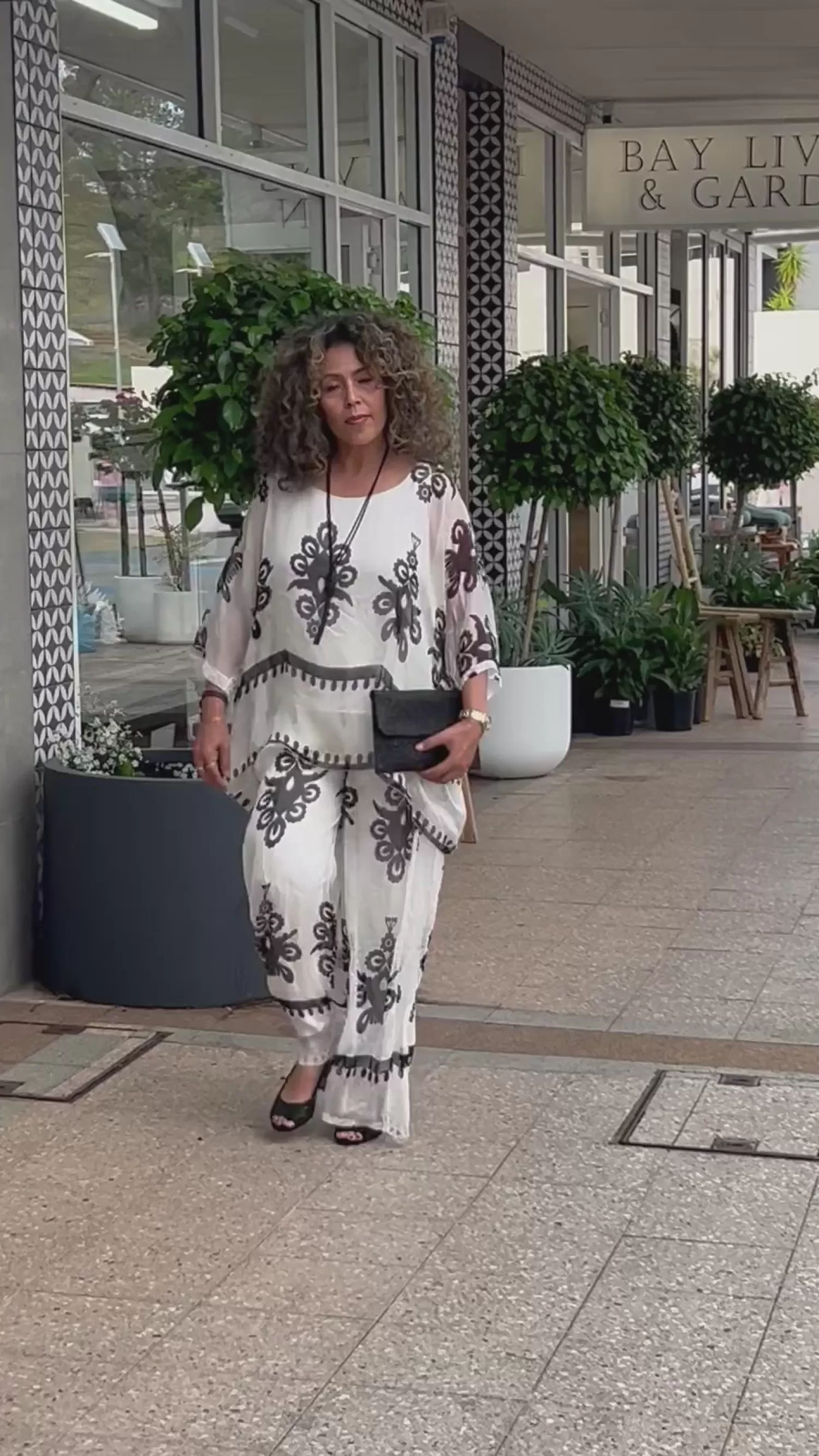 Cindy G Shirts & Tops*Blossom Print Top - White/Black - CG35