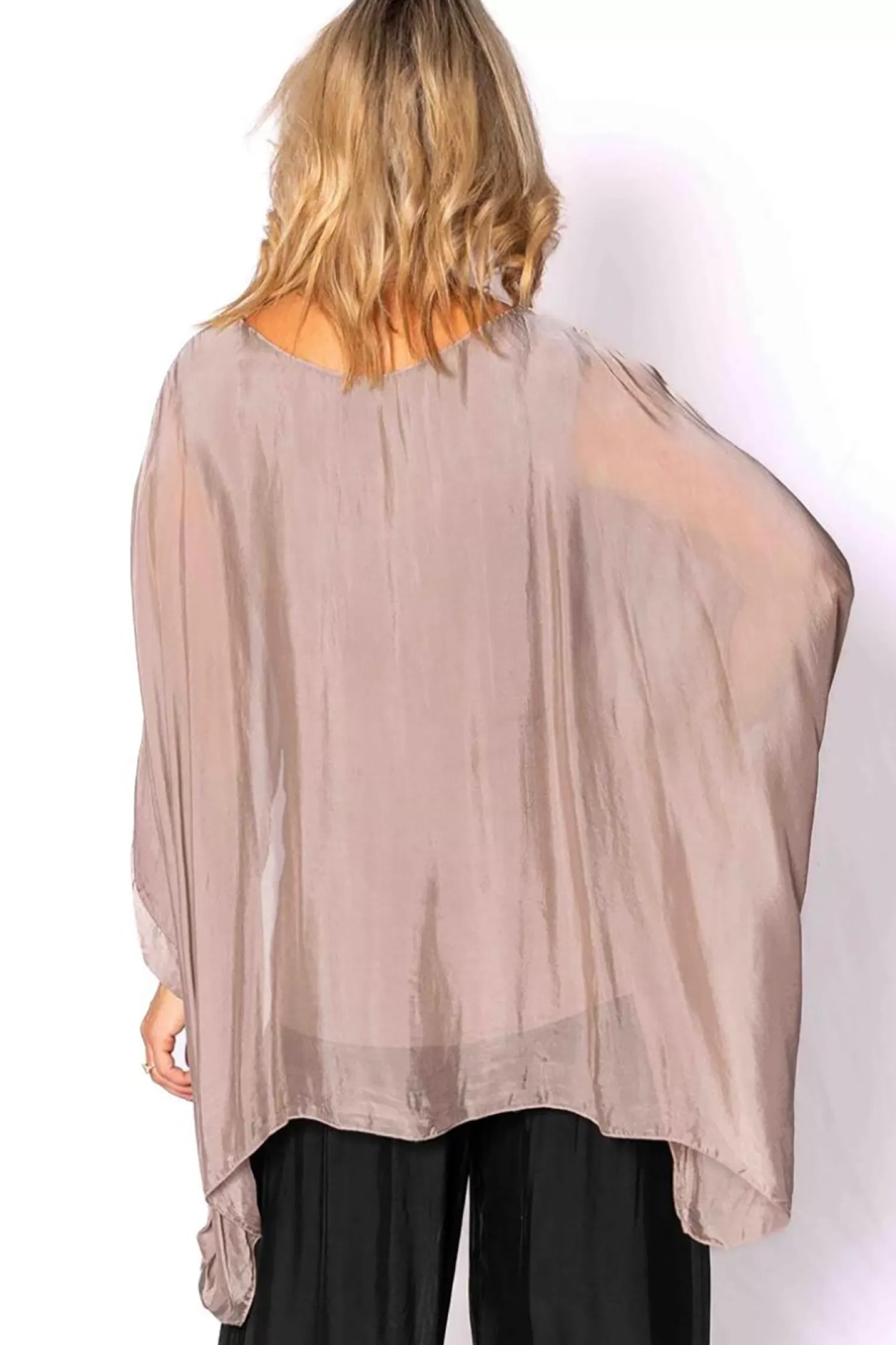 The Italian Closet Shirts & Tops*Cameron Silk Top - Taupe - TIC7