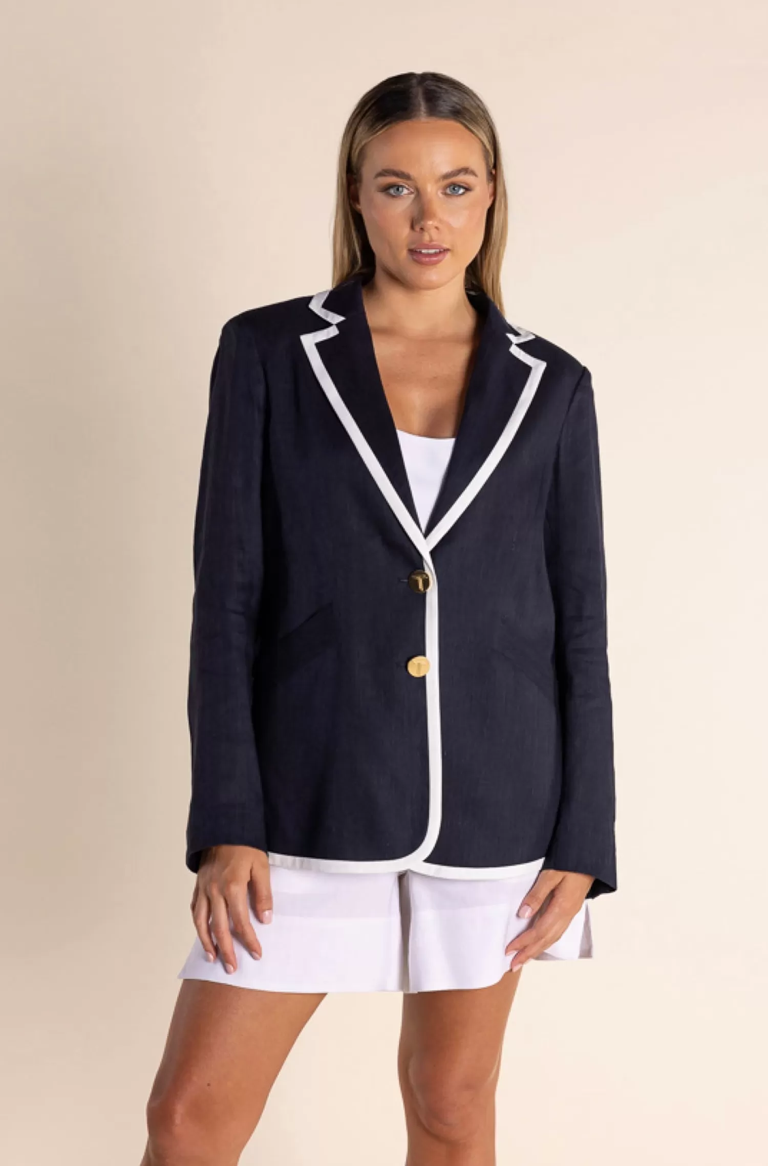 Two-T's Coats & Jackets*Cara Blazer - Navy/White - TT45
