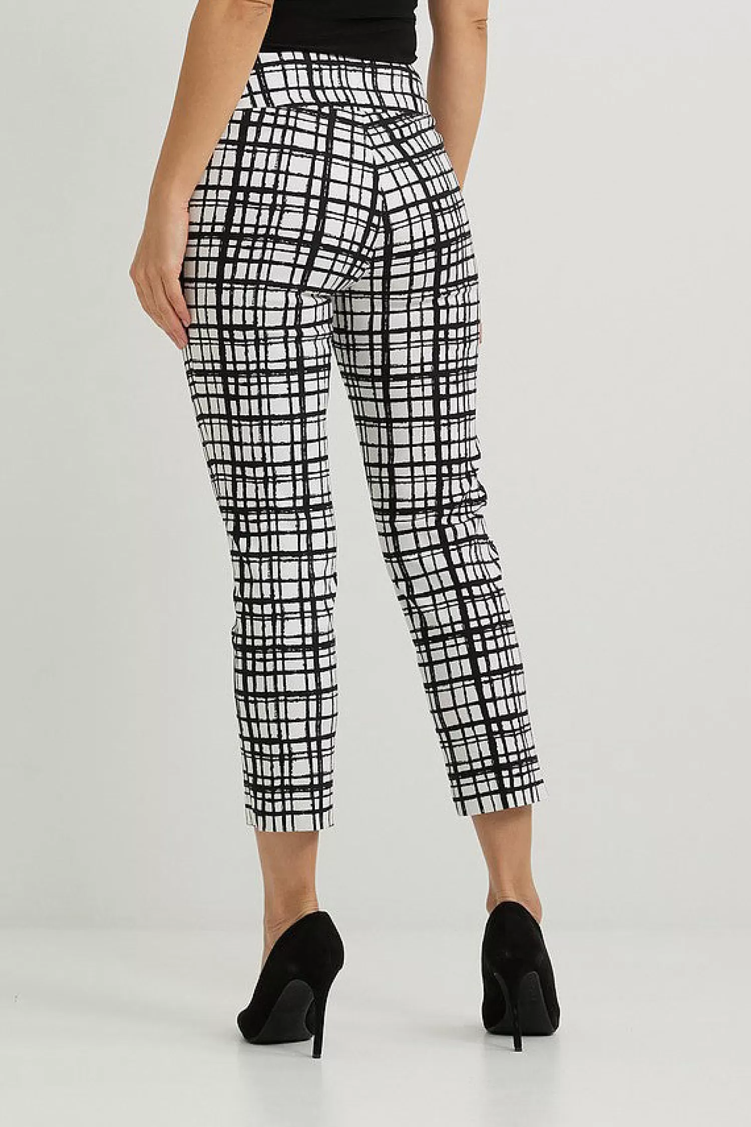 Joseph Ribkoff Ladies Pants*Checked Cropped Pants - Black & White - JR123