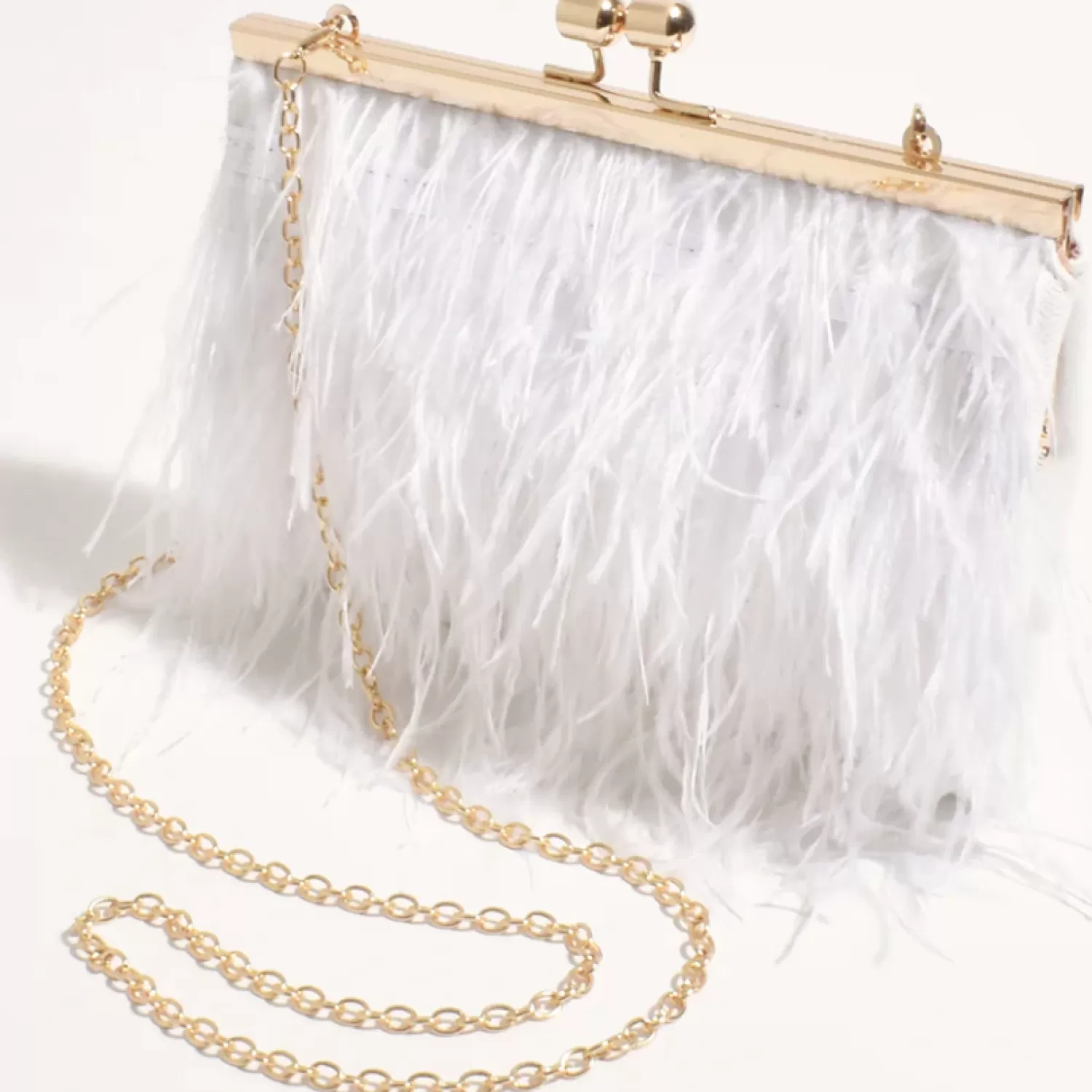 Adorne Handbags*Cher Feather Floaty Clutch - White - AD13