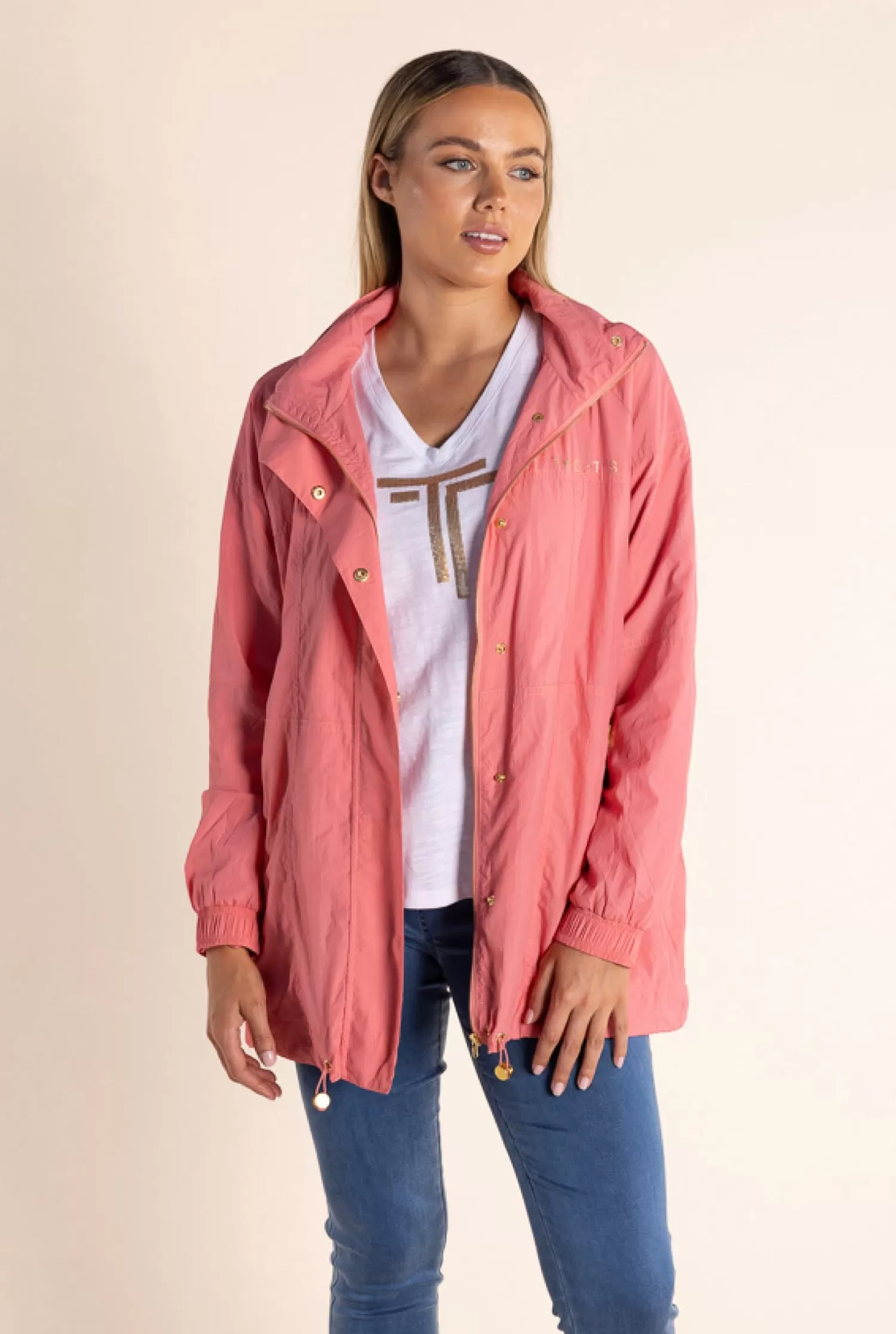 Two-T's Coats & Jackets*Chloe Spray Jacket - Spring Pink/Gold Logo - TT49