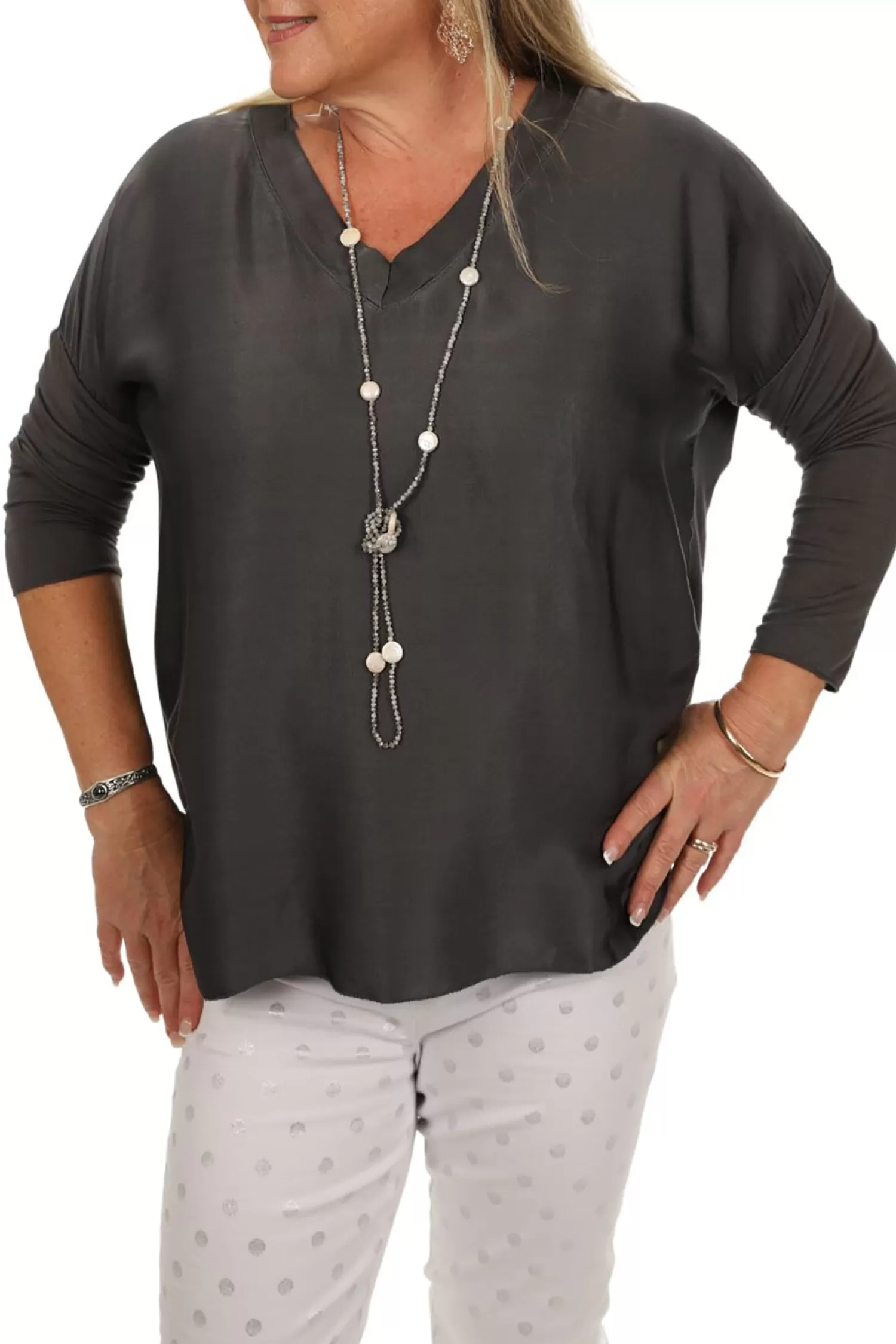 Cindy G Shirts & Tops*Clarice Top - Charcoal - CG5
