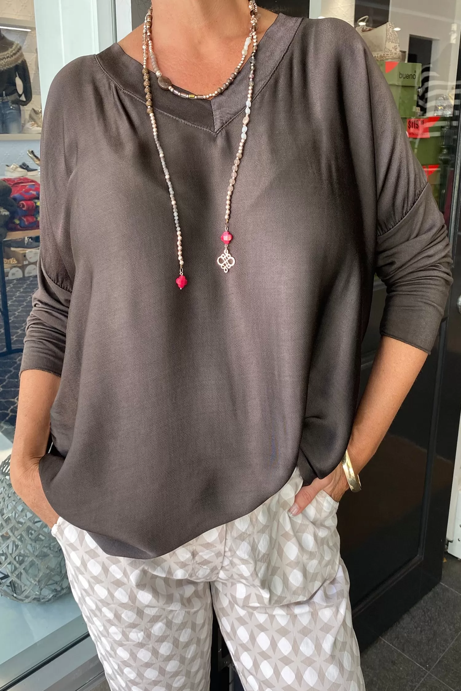 Cindy G Shirts & Tops*Clarice Top - Chocolate - CG5