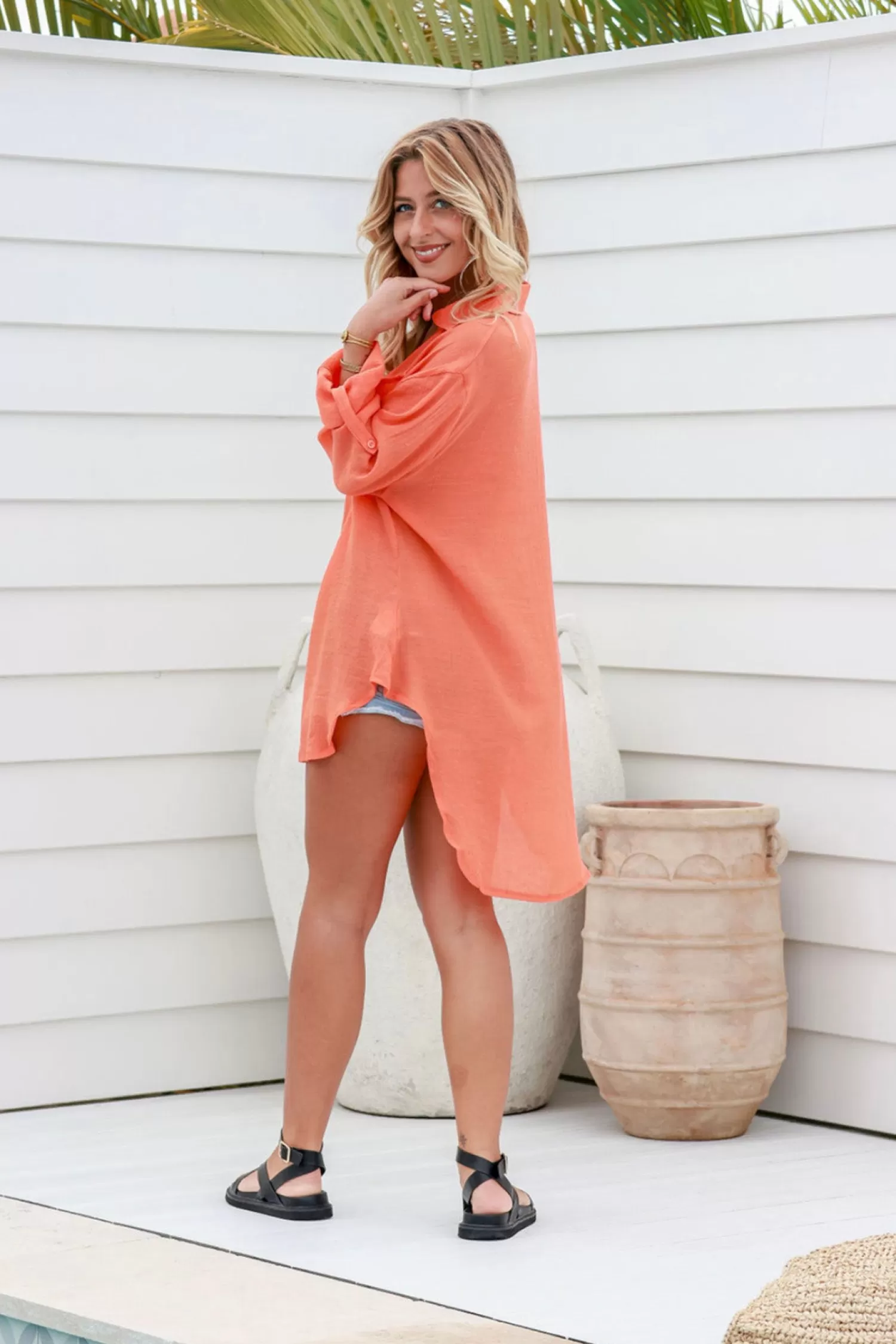 Free Spirit Shirts & Tops*Classic Beach Shirt - Tangerine - FR15