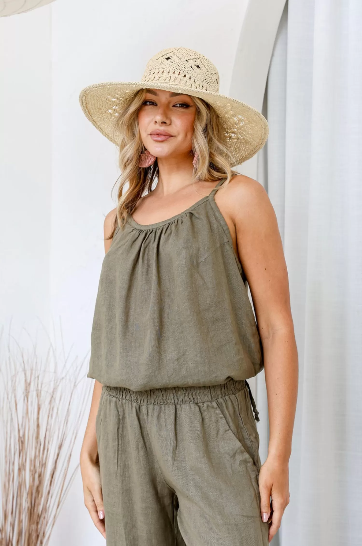 Free Angel Linen Lovers | Shirts & Tops*Comodo Singlet Top - Slate - FA26