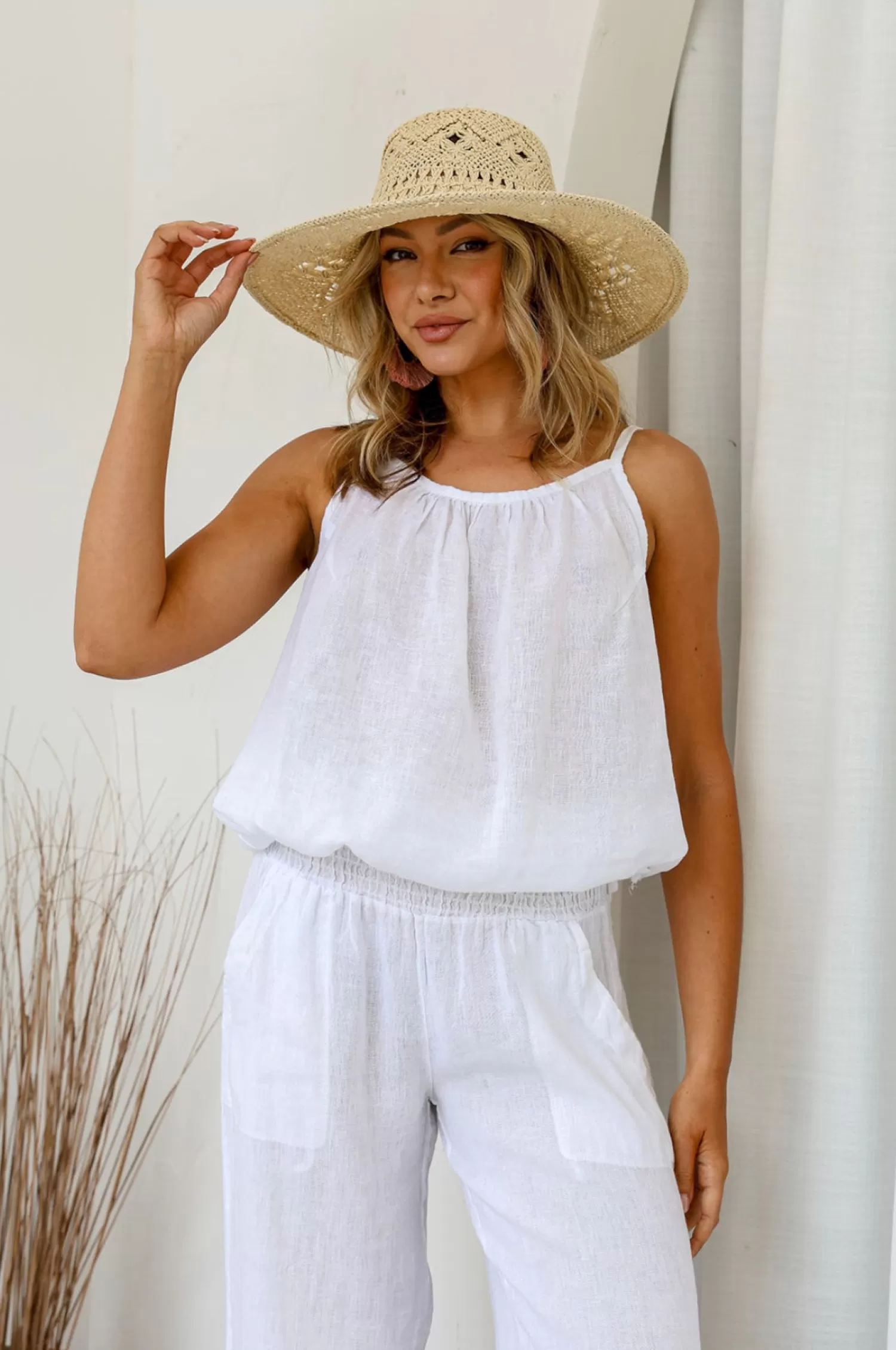 Free Angel Linen Lovers | Shirts & Tops*Comodo Singlet Top - White - FA26