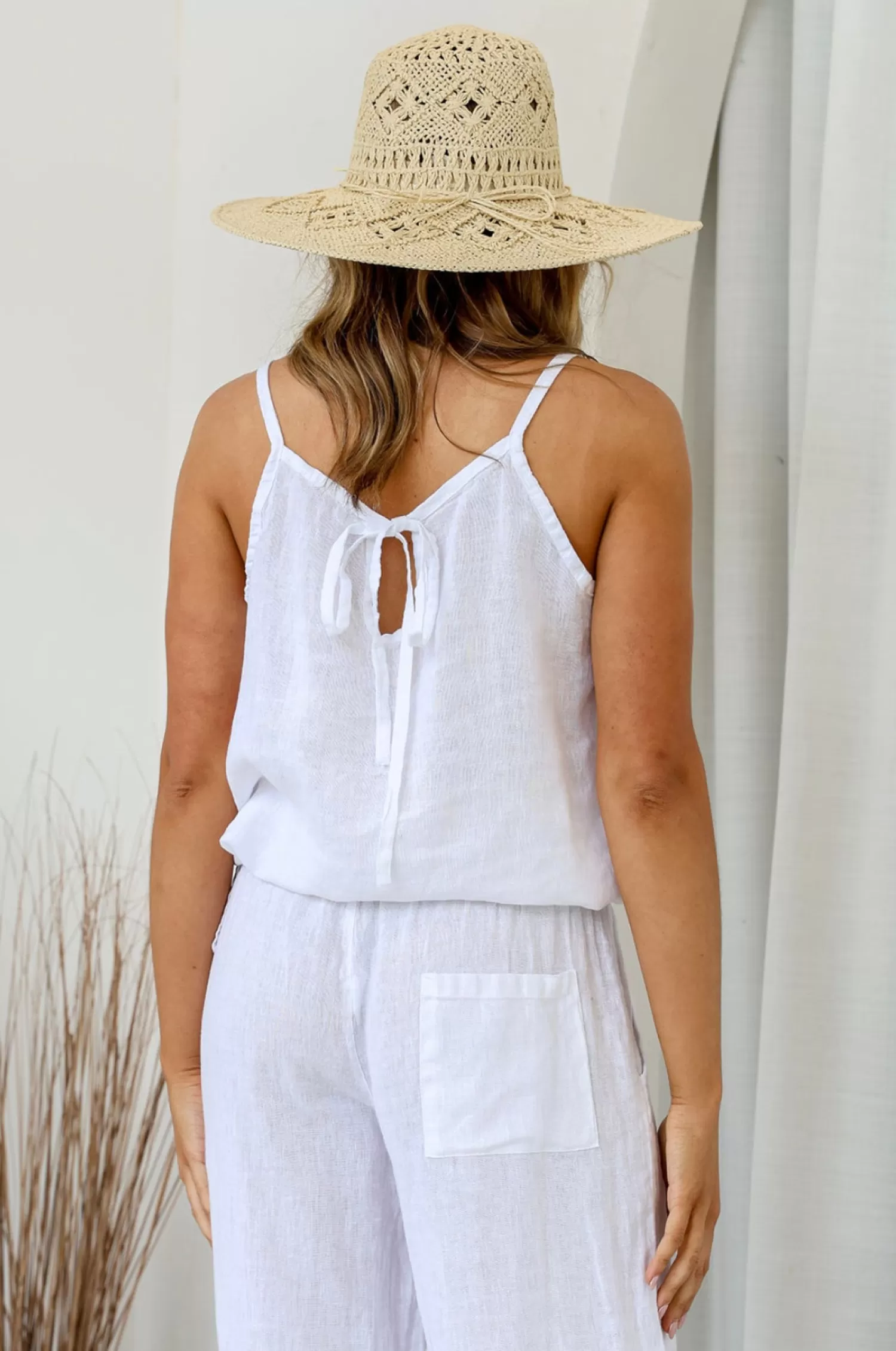 Free Angel Linen Lovers | Shirts & Tops*Comodo Singlet Top - White - FA26