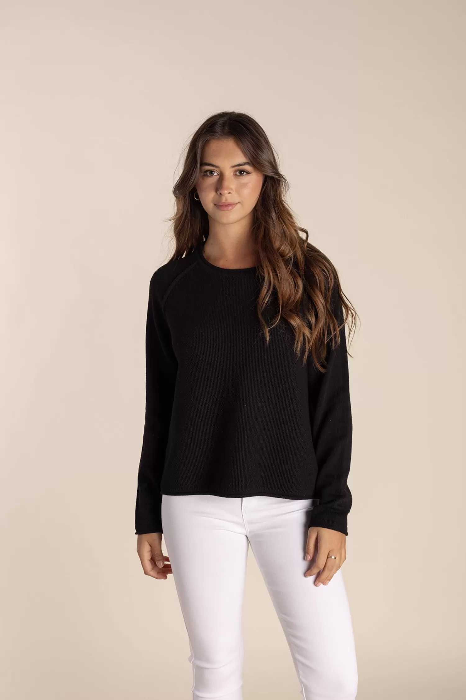Two-T's Jumpers & Knitwear*Cropped Crew Neck - Black - TT2