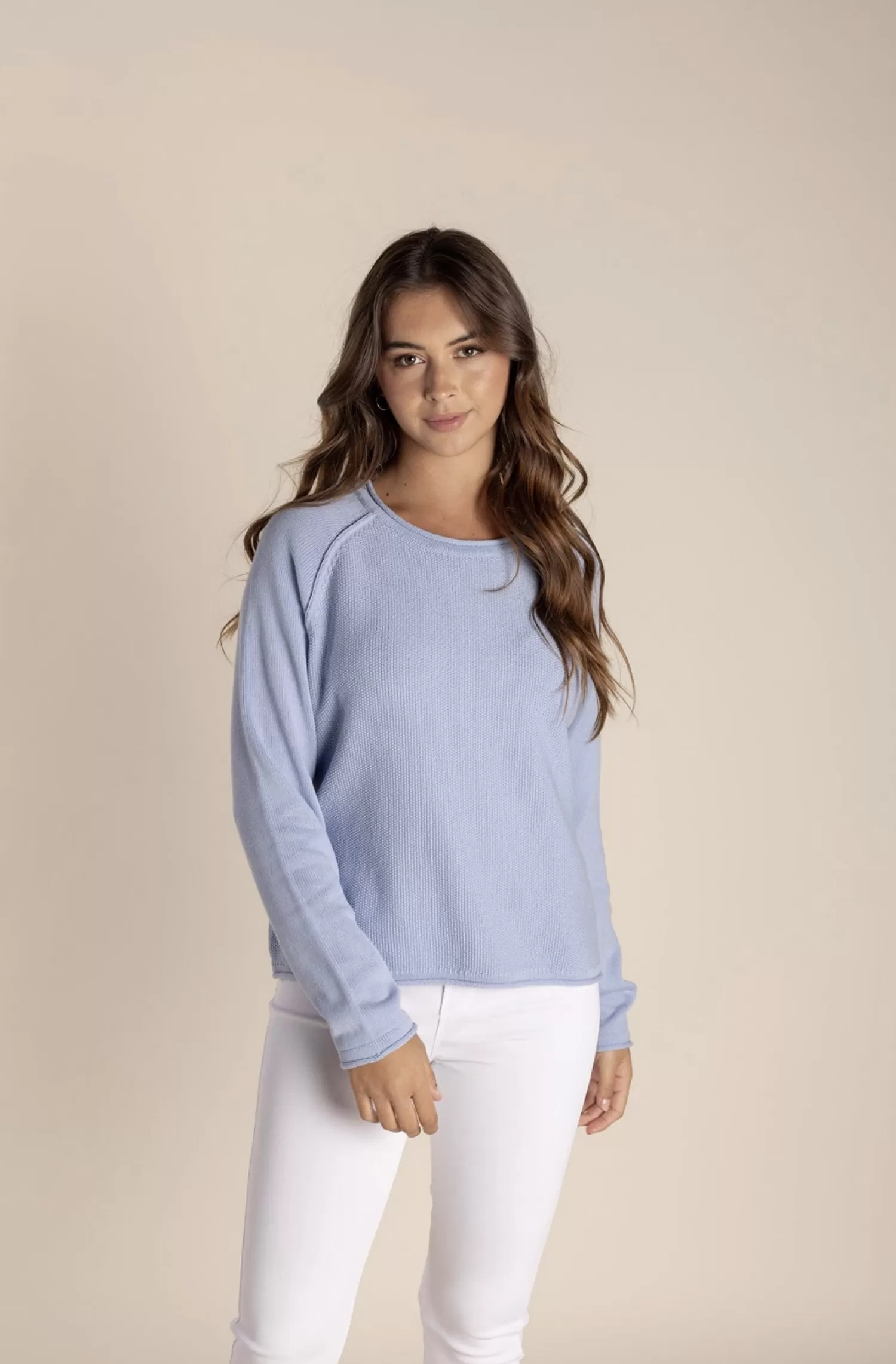 Two-T's Jumpers & Knitwear*Cropped Crew Neck - Ice Blue - TT2