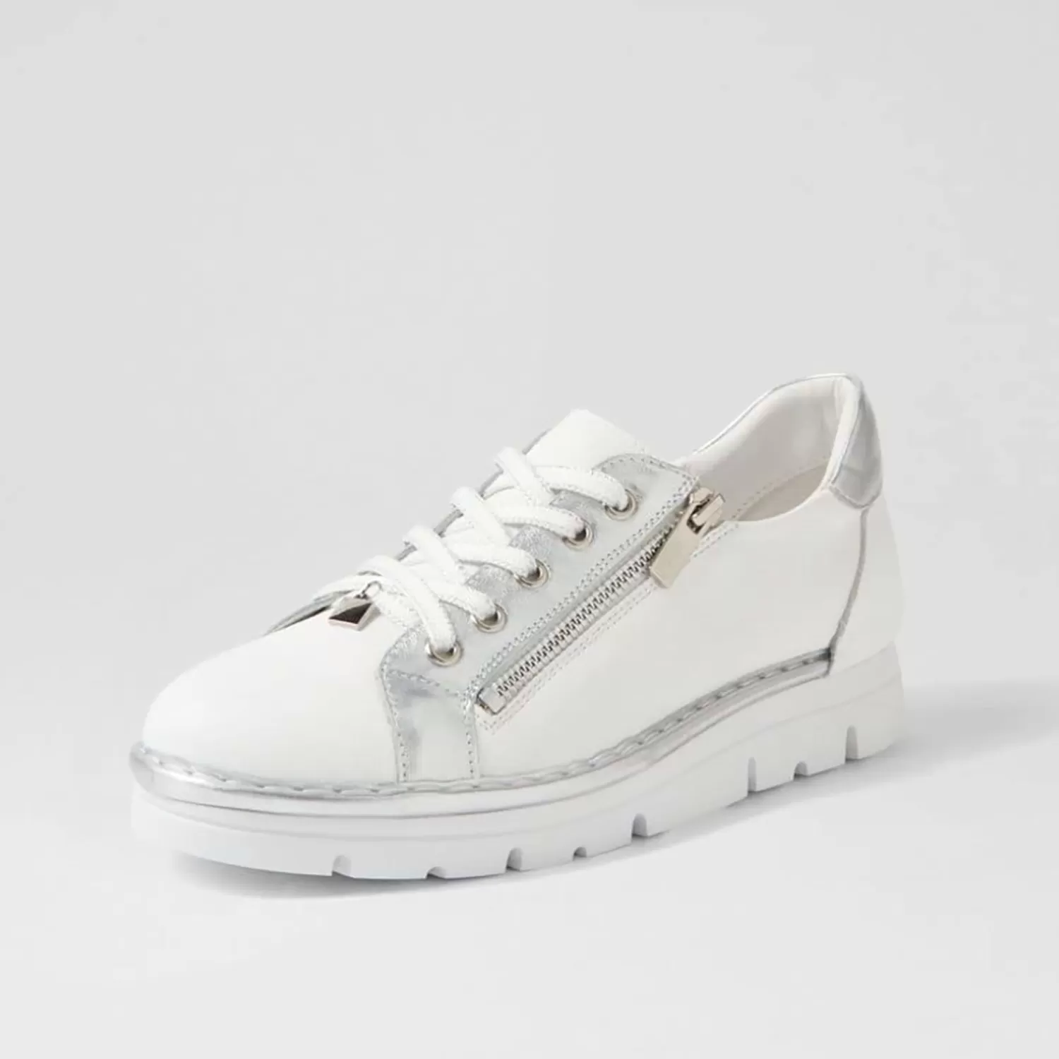 Top End Shoes Sneakers*Elos Sneaker - White And Silver - TE8