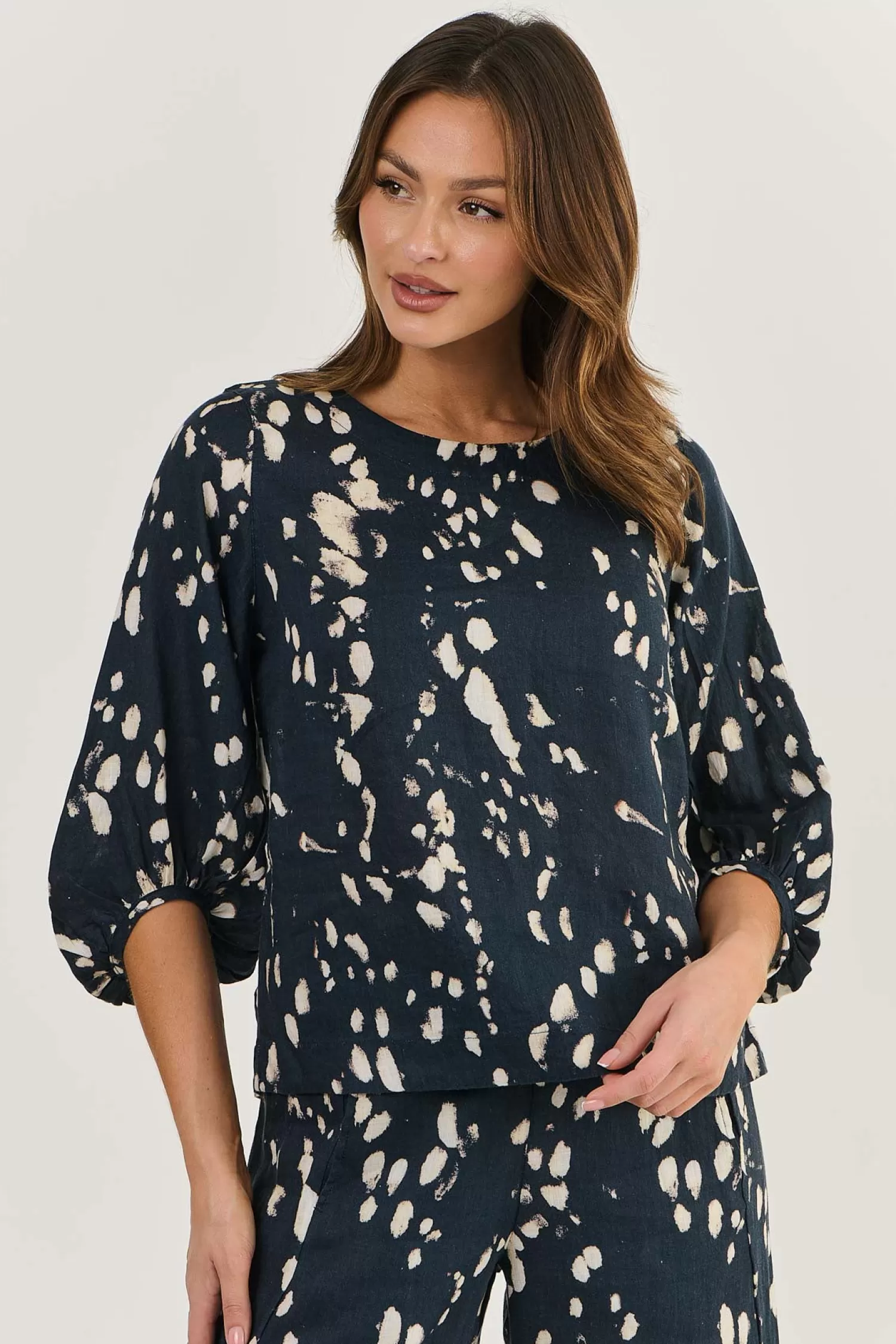 Naturals By O & J Linen Lovers | Shirts & Tops*Ember Linen Top - Universe - OJ40