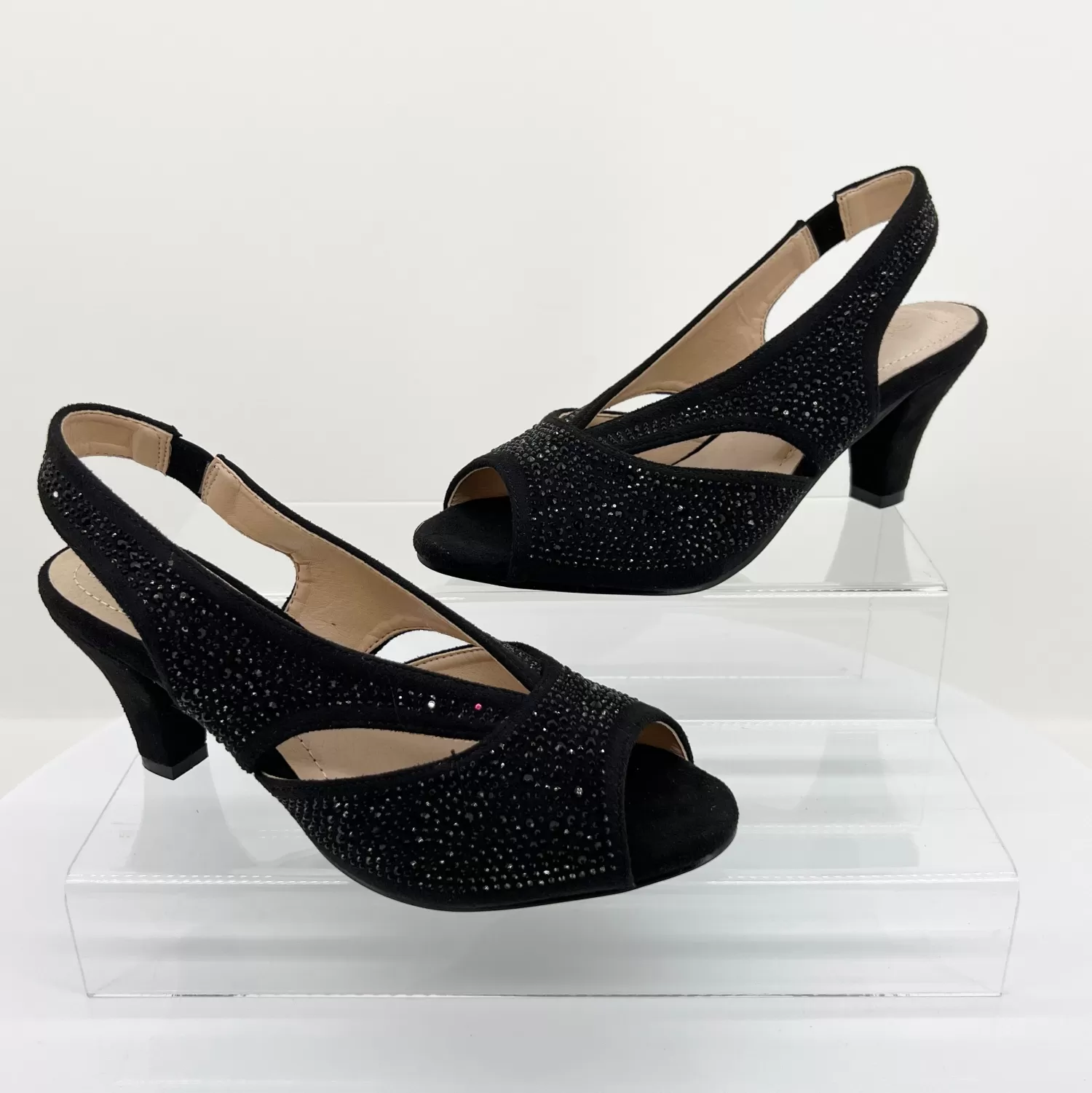 Clarice Wedding Shoes | Heels*Emily Shimmer Heel | Black Micro | C3