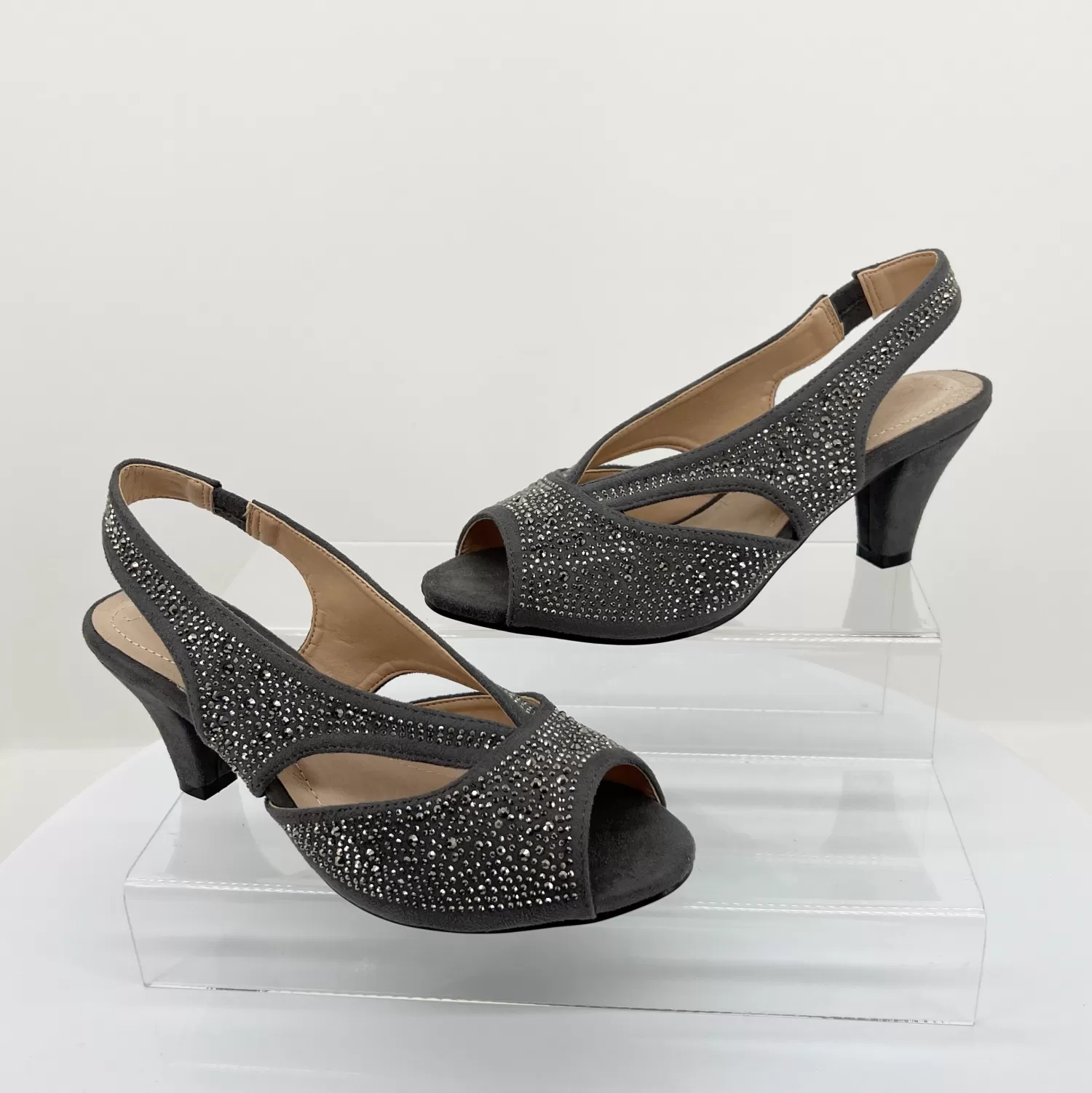 Clarice Wedding Shoes | Heels*Emily Shimmer Heel | Grey Micro | C3