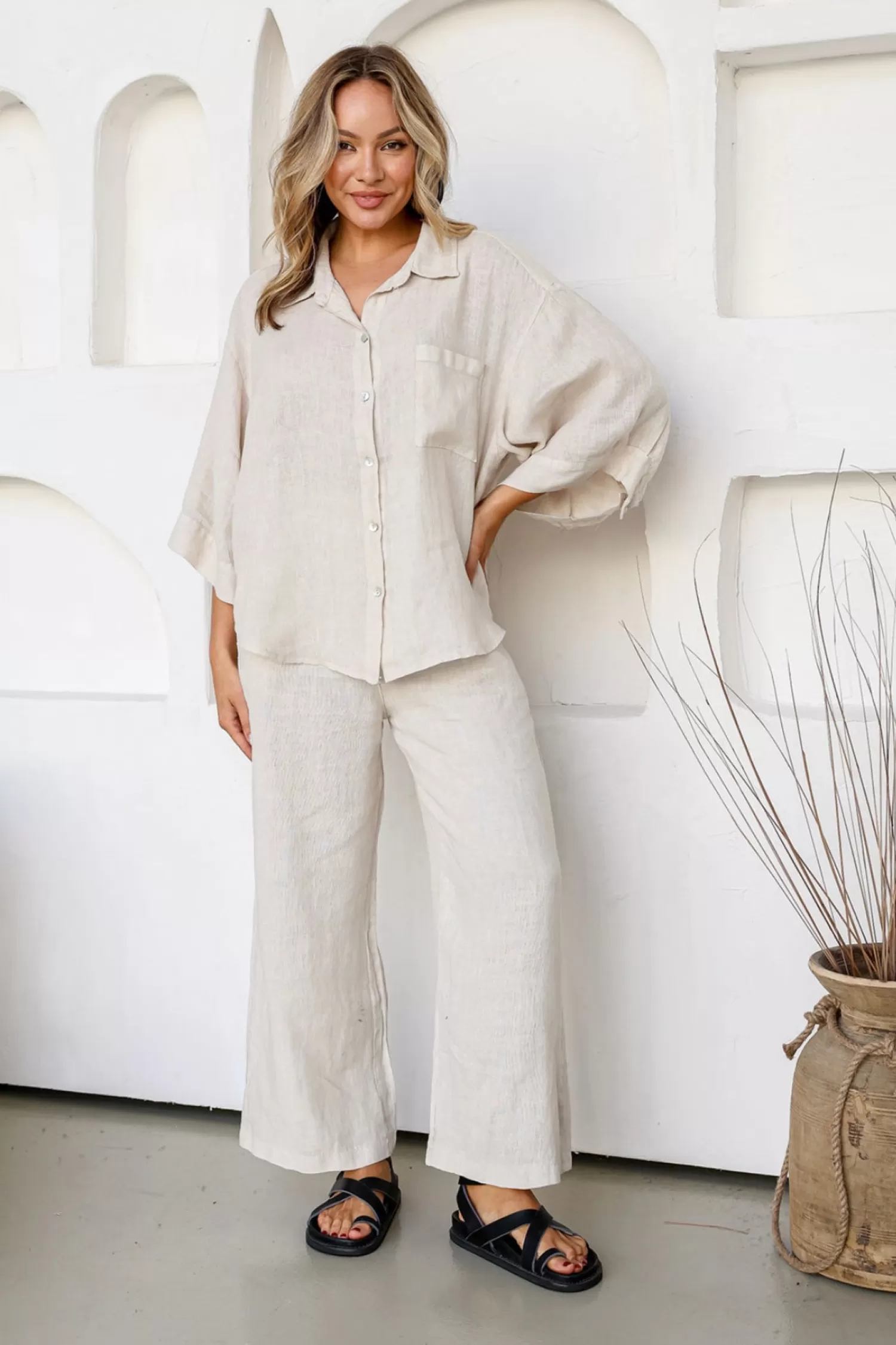 Free Angel Linen Lovers | Ladies Pants*Fleur Pant - Sand - FA29