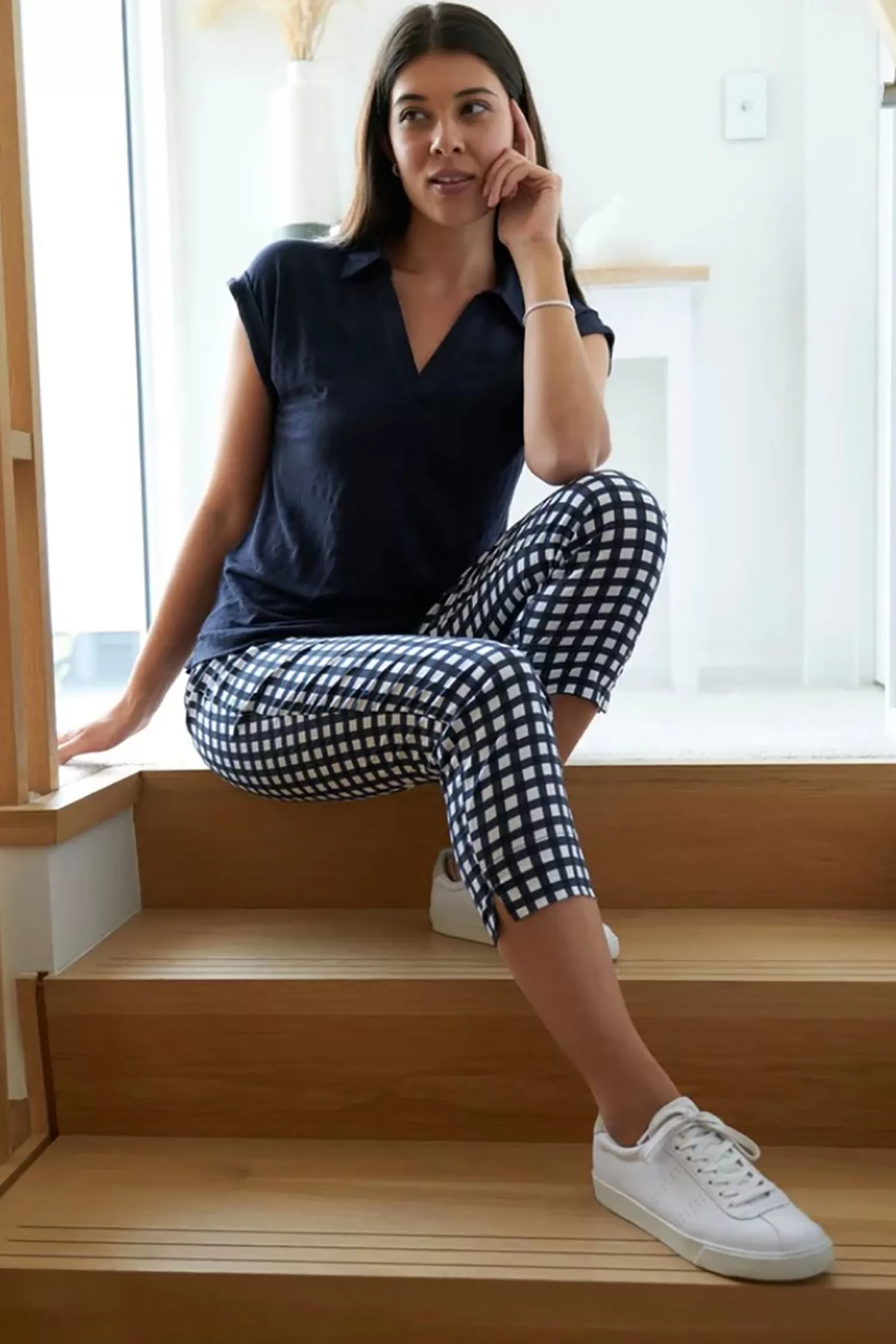 Foil Ladies Pants*Fuss Free Capri - Checker - F6