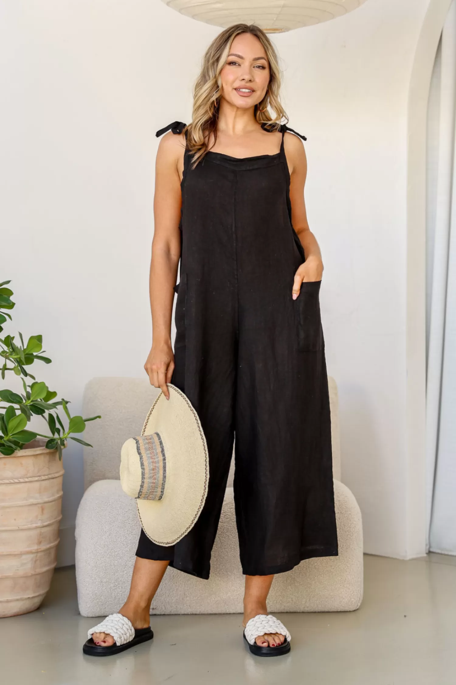 Free Angel Jumpsuits | Linen Lovers*Gelsa Jumpsuit - Black - FA7