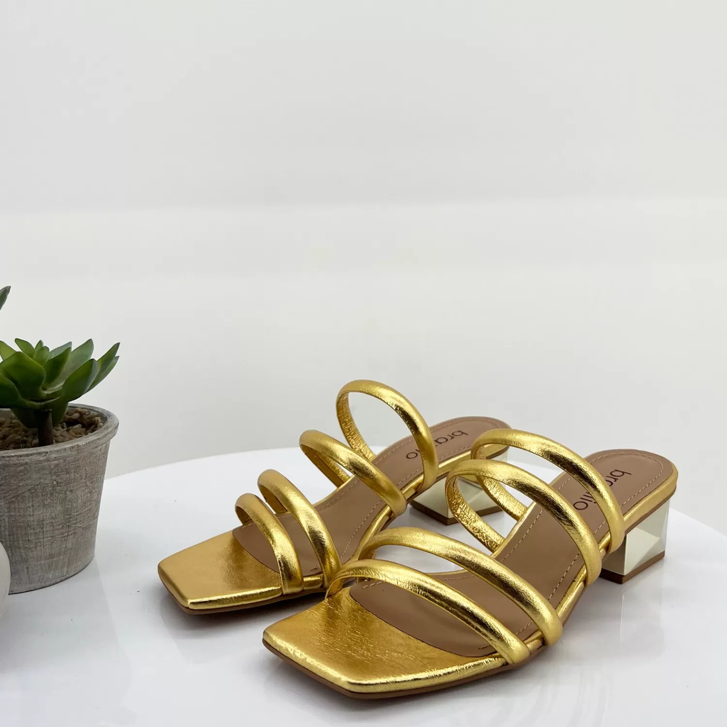 Brazilio Wedding Shoes*Gold Double Strap Heel - BZ7