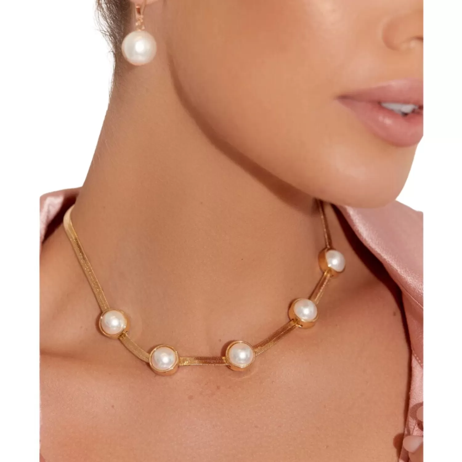 Adorne Jewellery*Greta Pearl Collar Necklace - Gold - AD28
