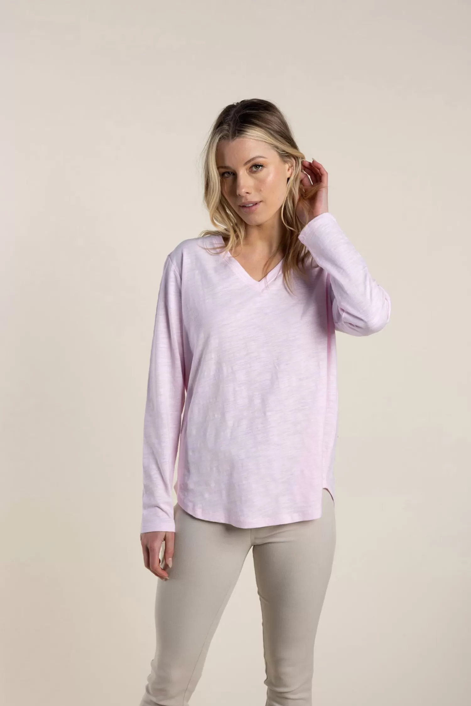 Two-T's Shirts & Tops*Halli Long Sleeve Tee - Pale Pink- TT39
