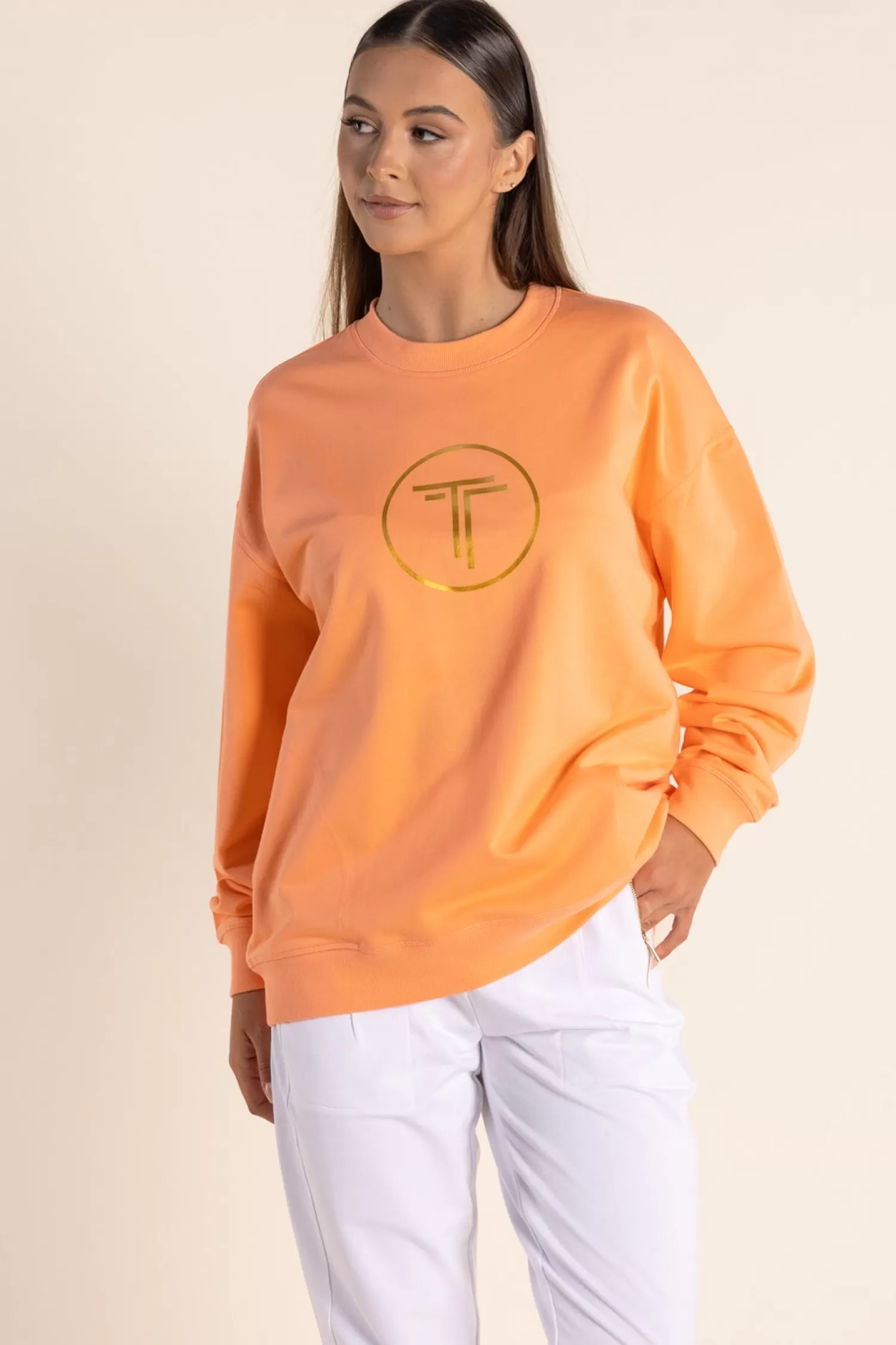 Two-T's Activewear | Jumpers & Knitwear*Harlyn Metallic Logo Sweat - Mandarin - TT55
