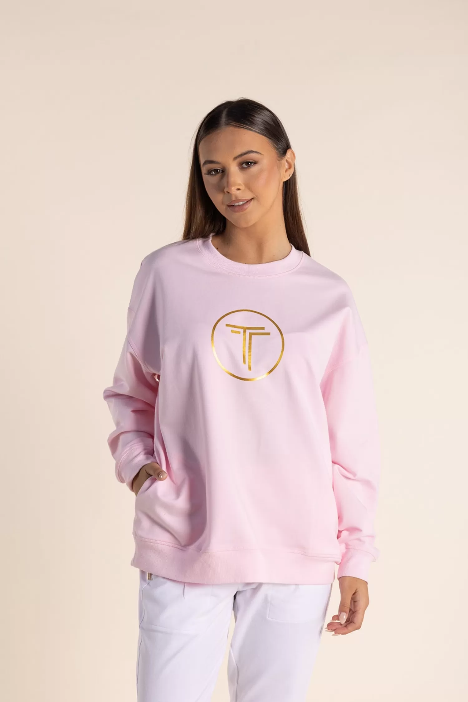 Two-T's Jumpers & Knitwear | Activewear*Harlyn Metallic Logo Sweat - Pink Rose - TT55
