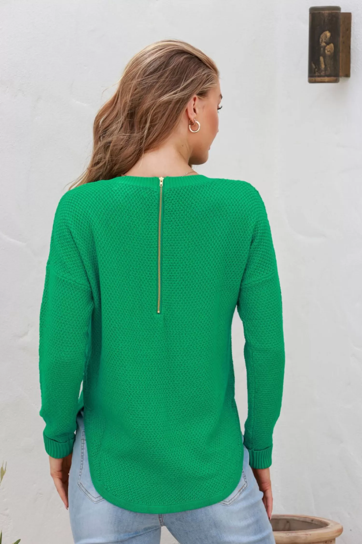 Silence & Noise Jumpers & Knitwear*I'm Famous Zip Knit - Green - SN15