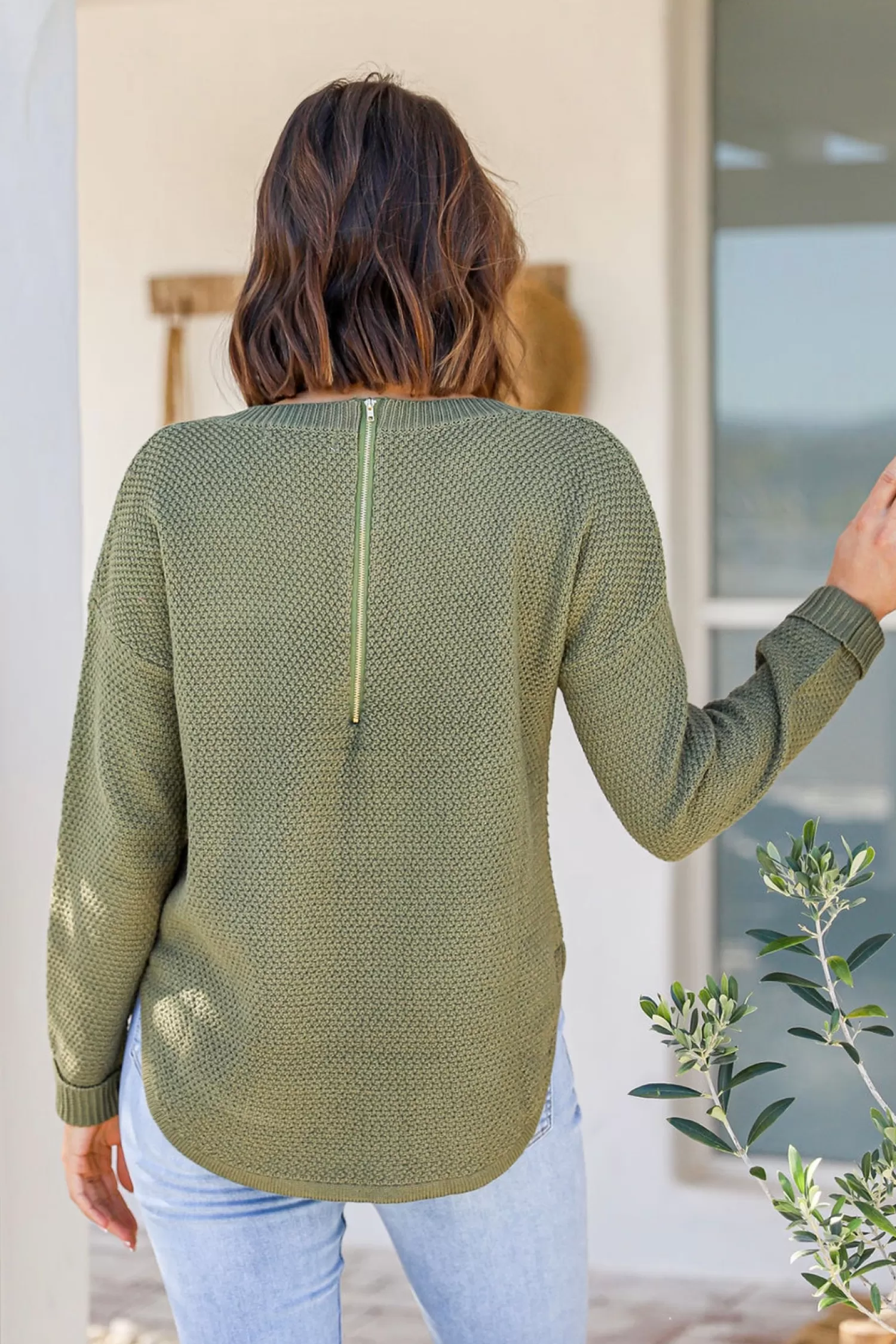 Silence & Noise Jumpers & Knitwear*I'm Famous Zip Knit - Khaki - SN15