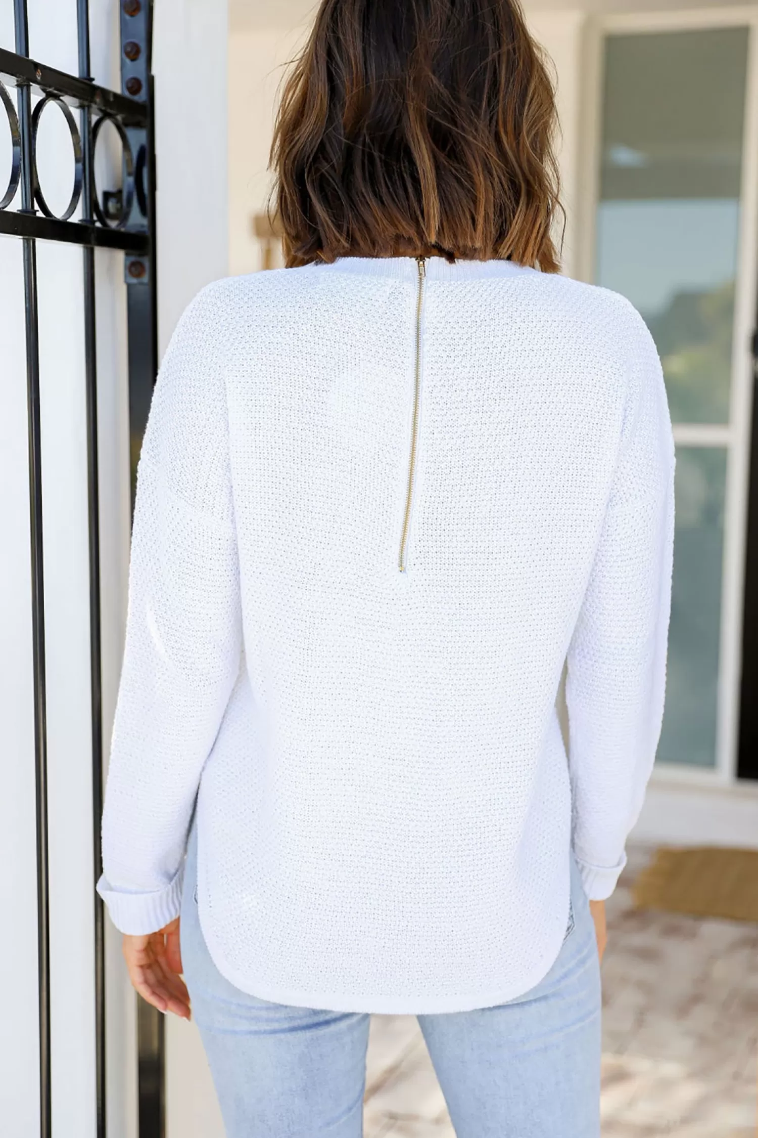 Silence & Noise Jumpers & Knitwear*I'm Famous Zip Knit - White - SN15