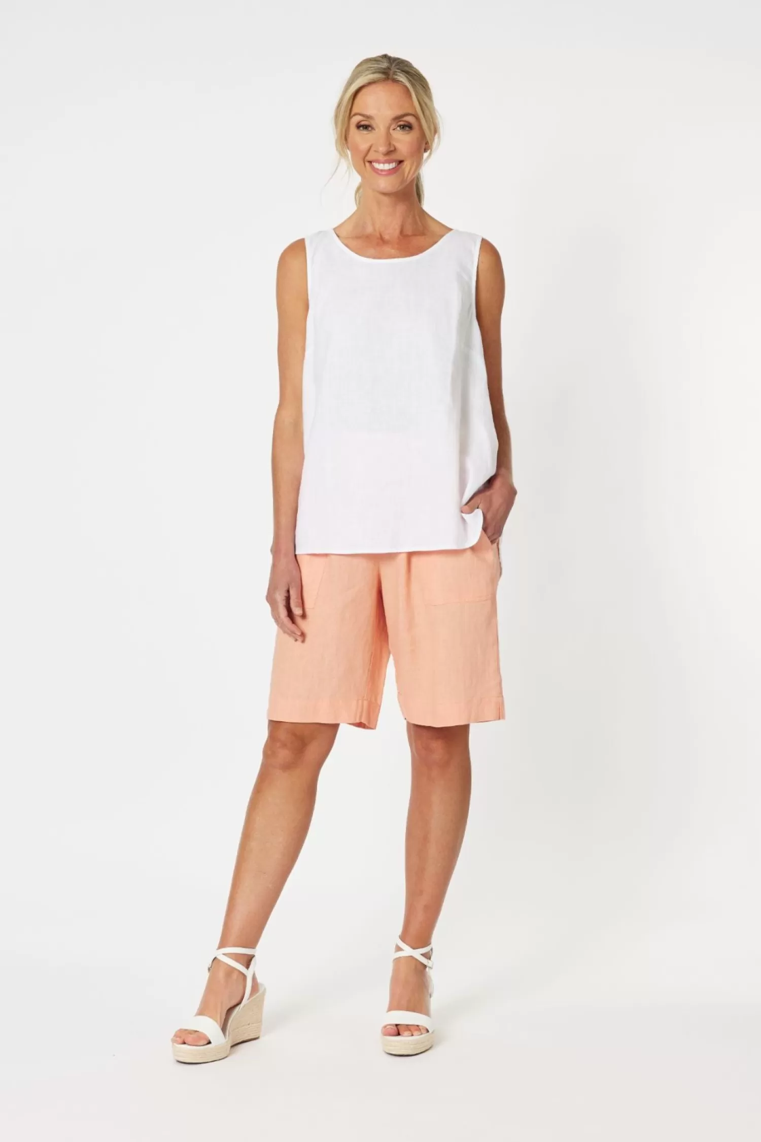 Gordon smith Shorts*Jersey Waist Linen Shorts - Mandarine - GS8
