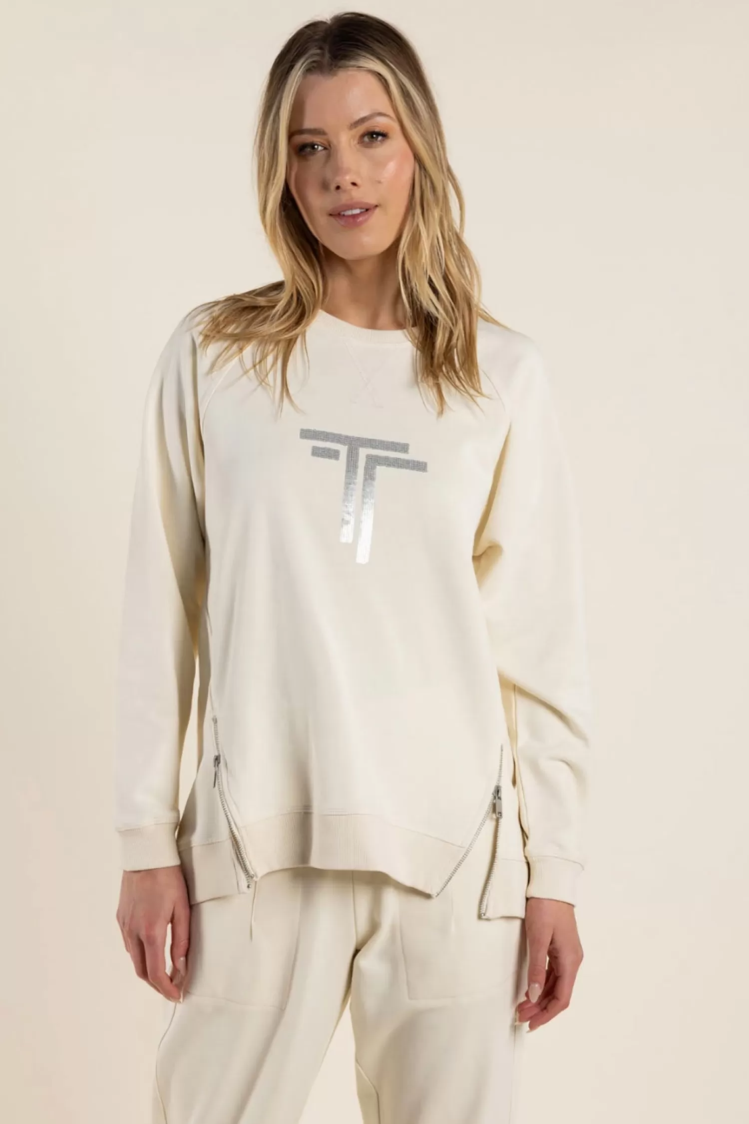 Two-T's Jumpers & Knitwear*Katarina Zip Sweater - Ivory - TT38