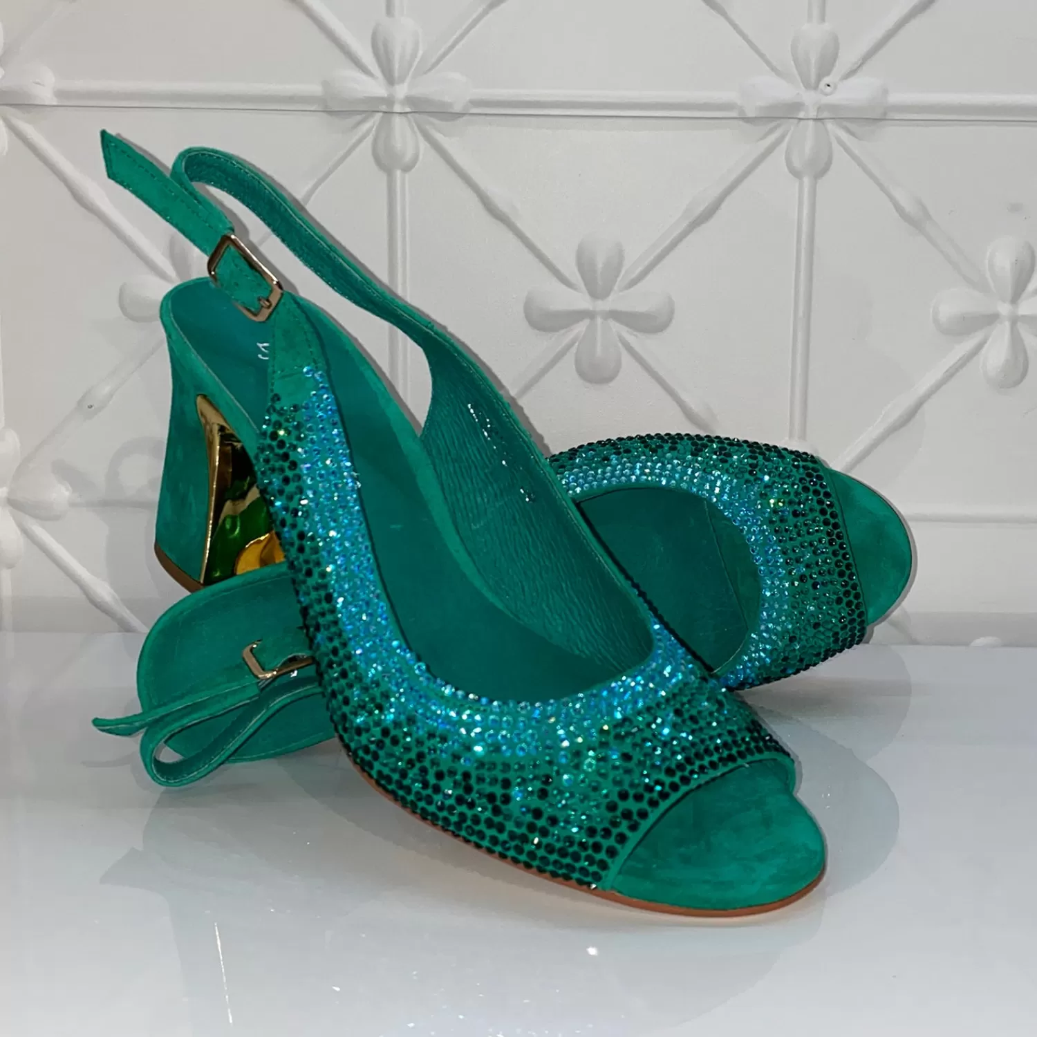 Django & Juliette Wedding Shoes*Kerry Heel - Emerald Multi - DJ6
