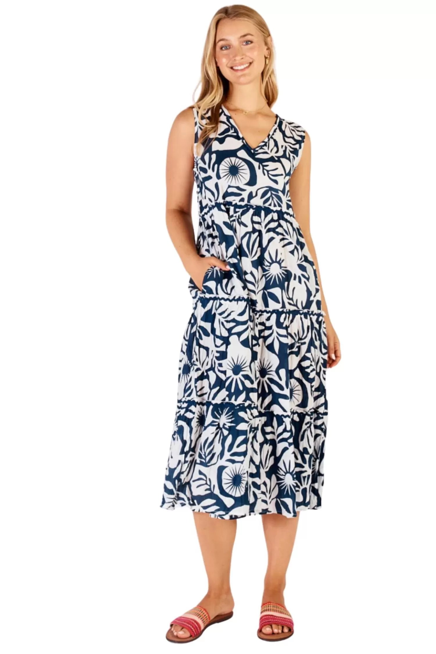 Lula Life Dresses*Laiken Tiered Midi Dress - White - LL14