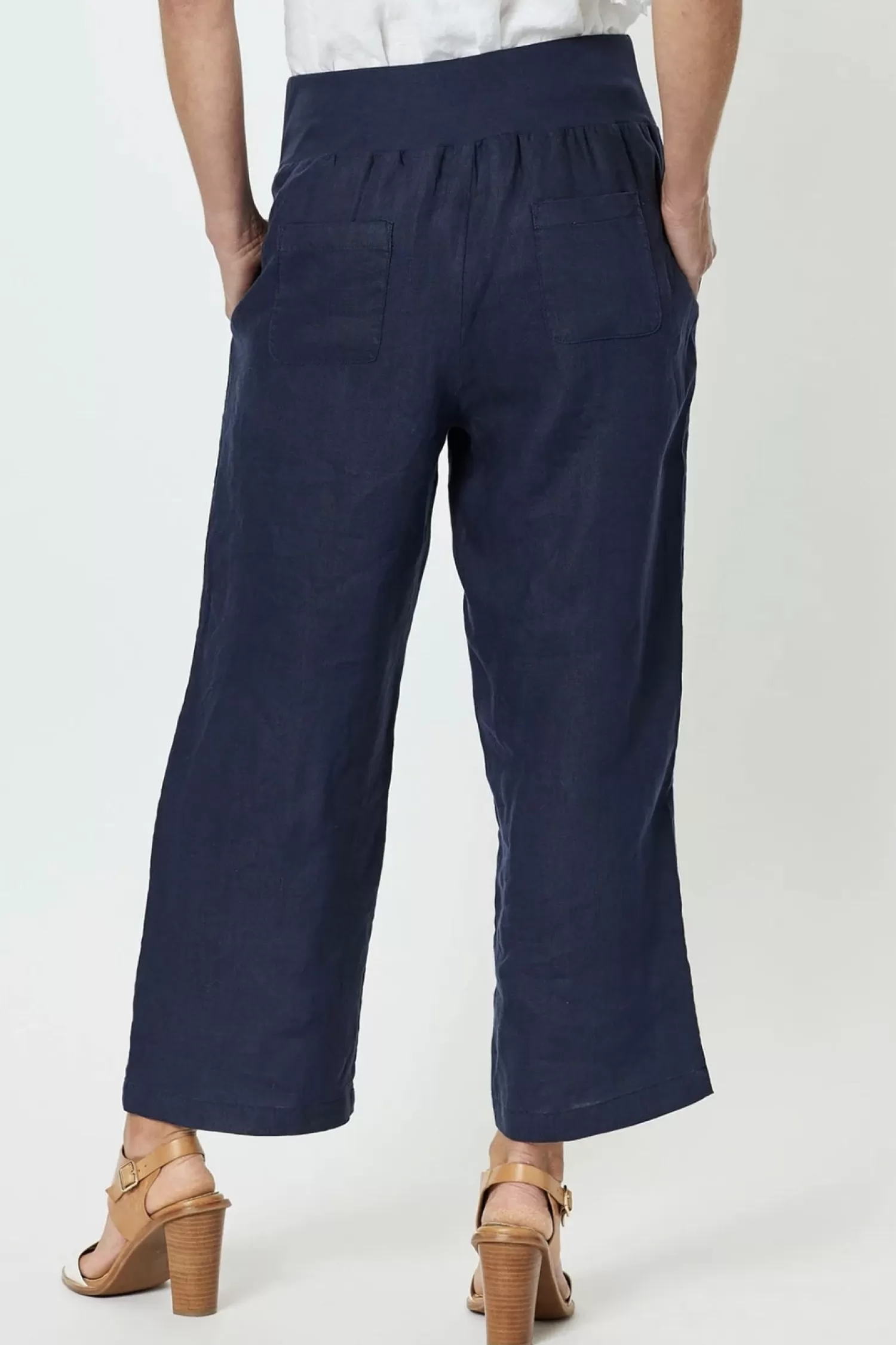 Gordon smith Ladies Pants*Lara Wide Leg Linen Pant - Navy - GS1